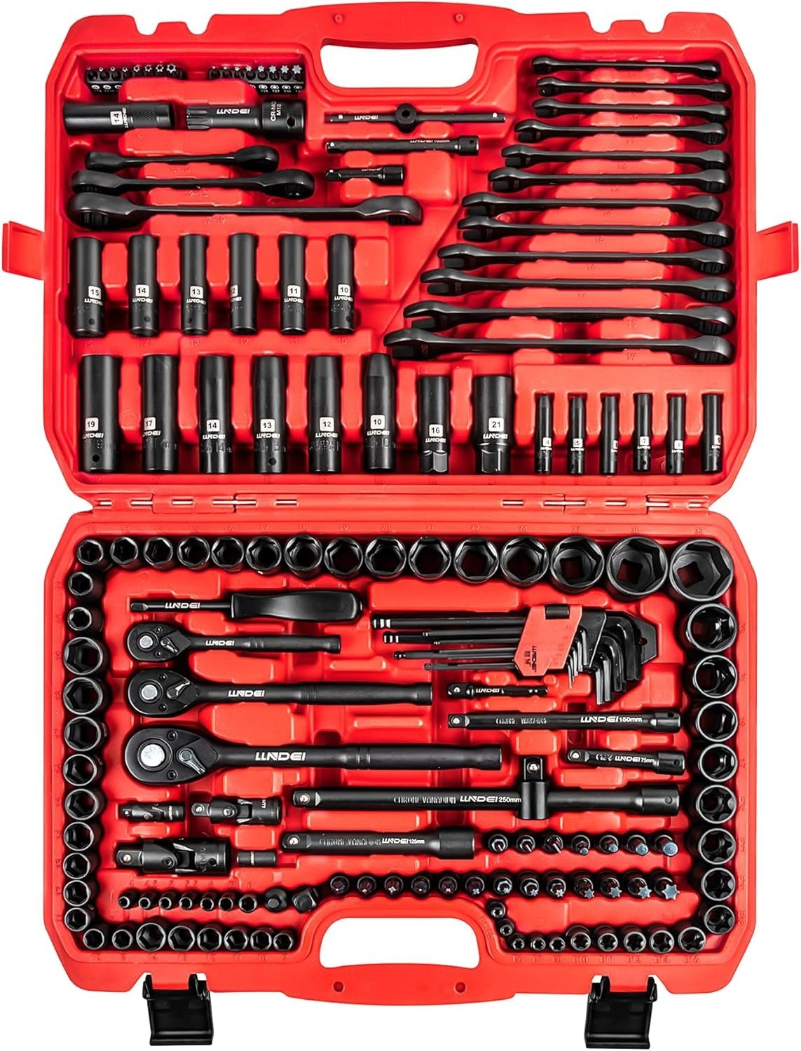 160-Piece Mechanics Tool Set, Metric Socket Set 1/2 1/4 3/8 inch Drive Professio
