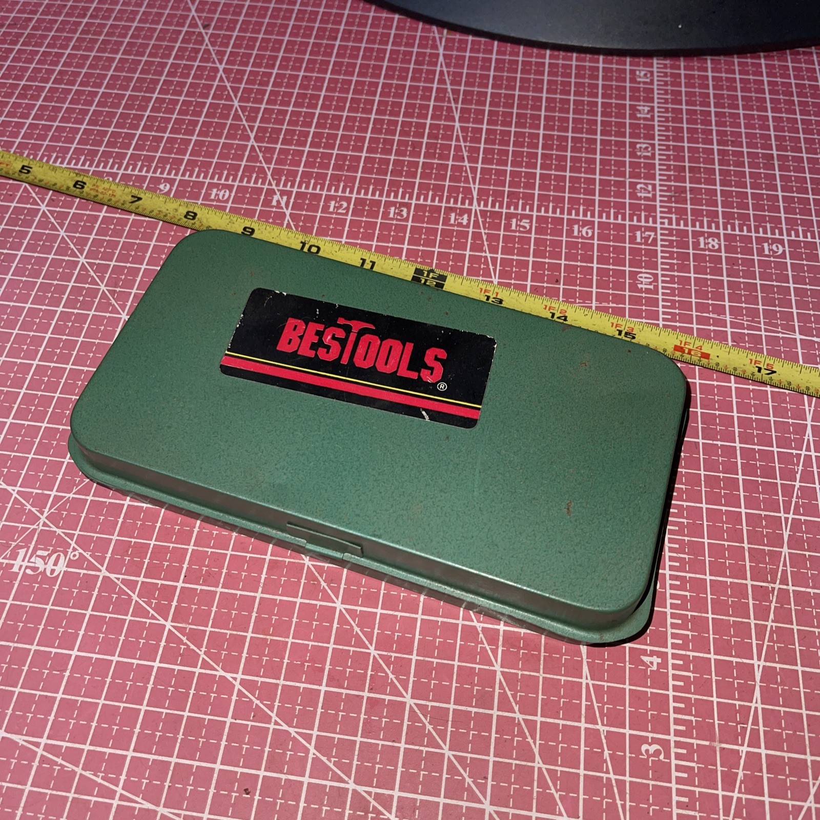 Vintage Bestools 1/4 Drive Metal Tool Case Green 7 X 4 X 1-1/4 Case Only.
