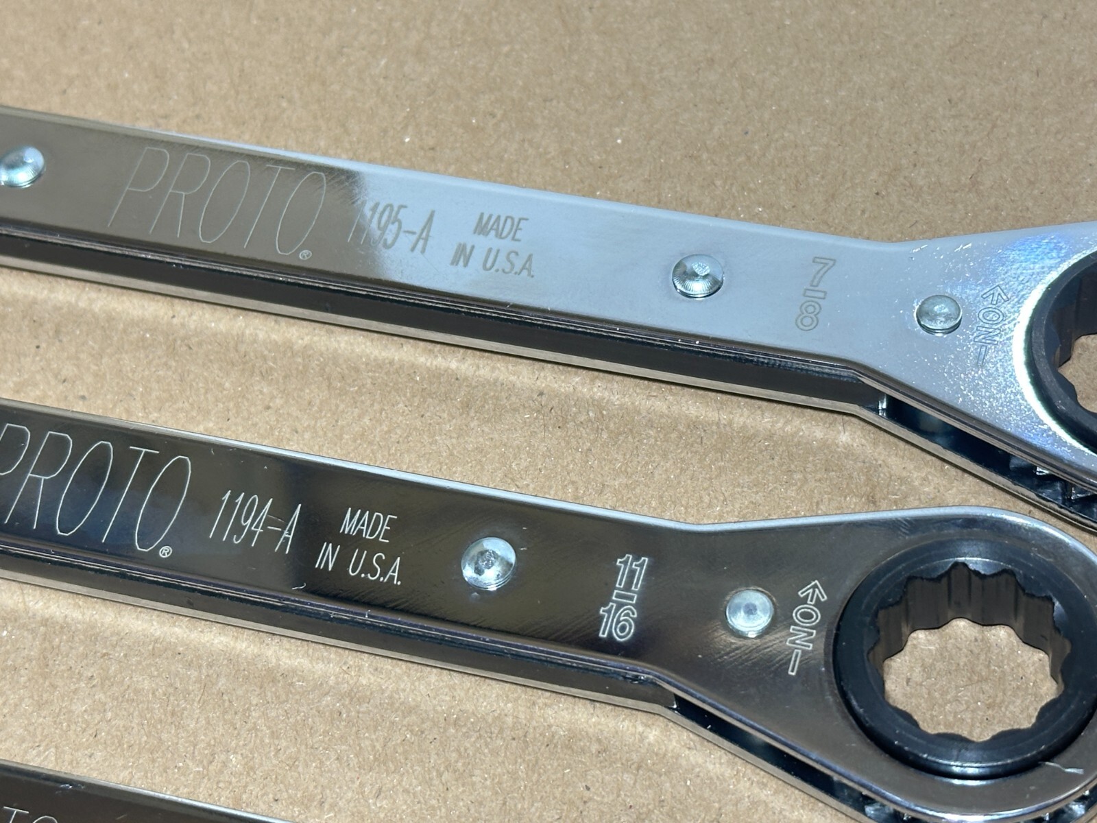NEW Proto Tools USA 4pc 3/8-7/8” SAE Ratcheting Box End Wrench Set, 12 Point