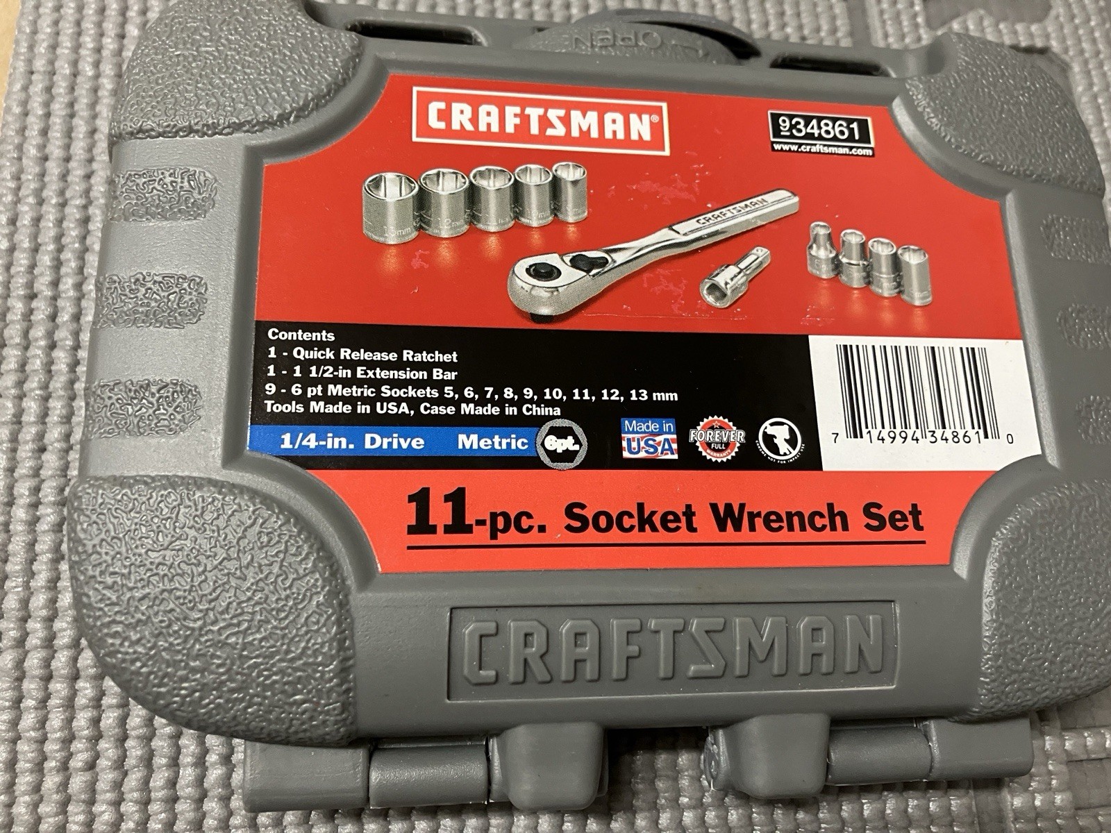 NOS Sears Craftsman 11pc Metric 1/4″ Drive Socket Wrench Set 34861 USA 5-13mm