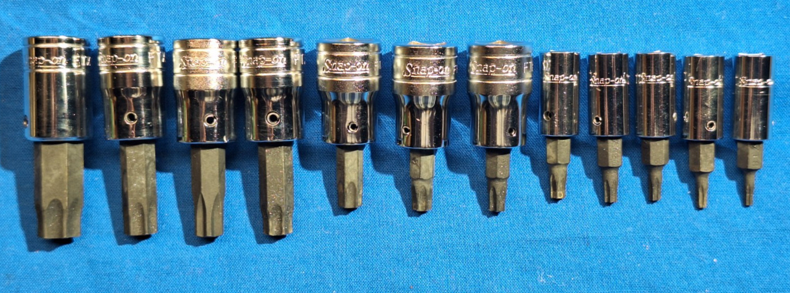 1986 Snap-On 211FTXY +1 12pc Torx bit socket set T55-T8 Includes FTX500 GM torx