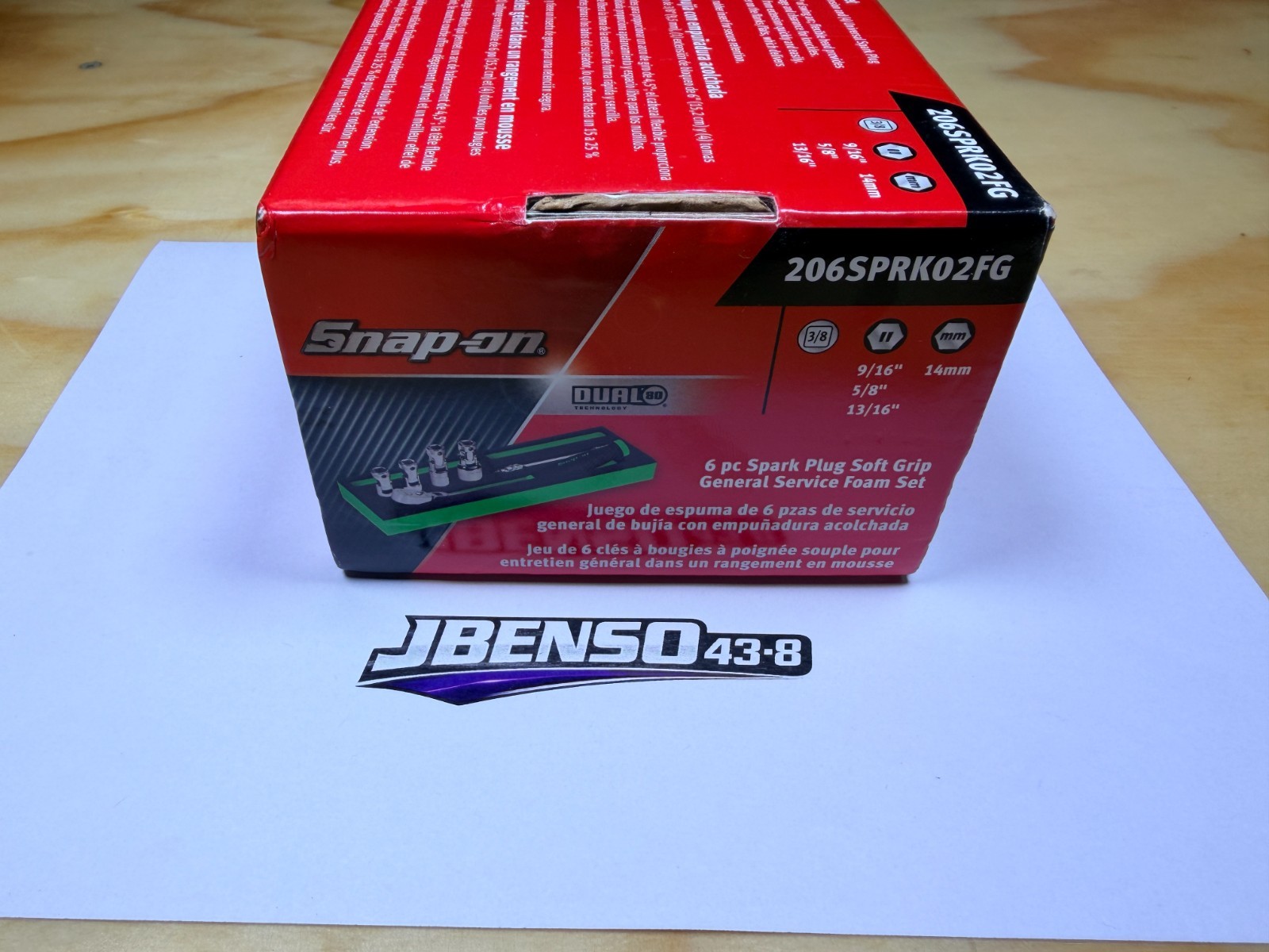 Snap-on Tools USA NEW GREEN 6pc Spark Plug General Service Foam Set 206SPRK02FG