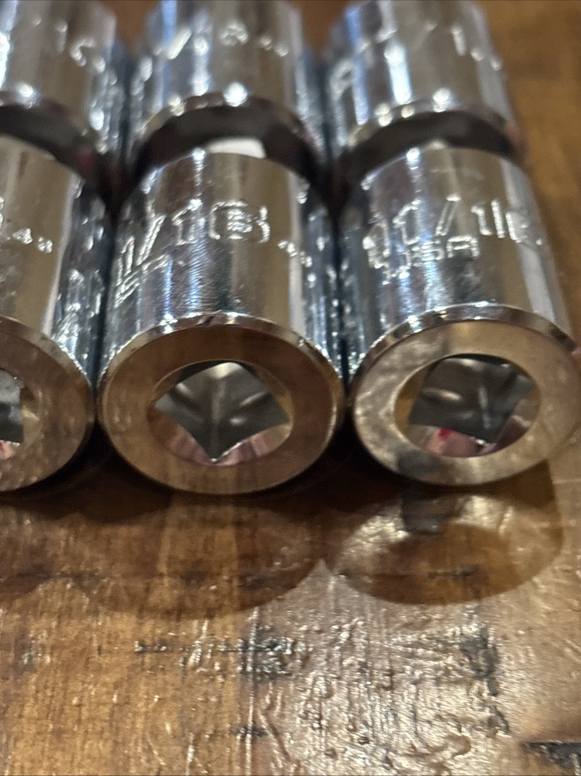 Proto 11/16” Lot Of 9 Pieces 3/8″ Drive 6 & 12 Point Shallow Sockets USA SAE