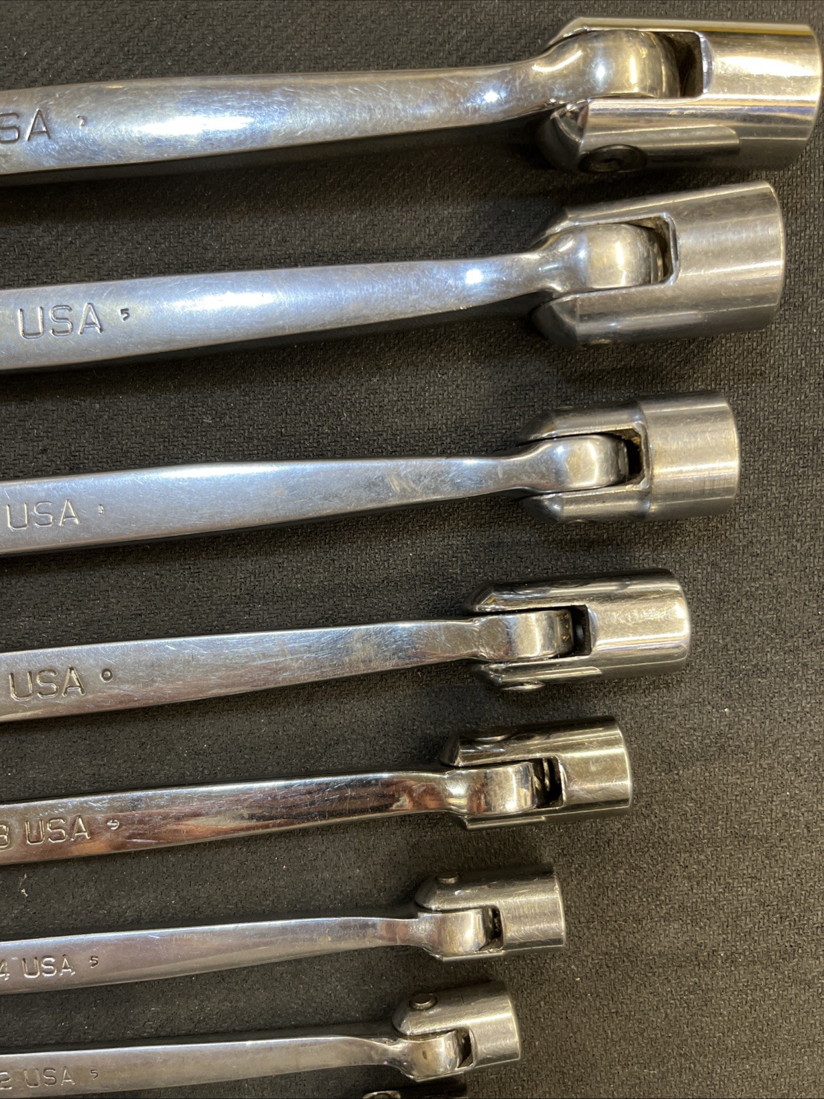 Snap On 7 Piece SAE Flex Head Open End Wrench Set 3/8-3/4 FHO607B With 5/16”