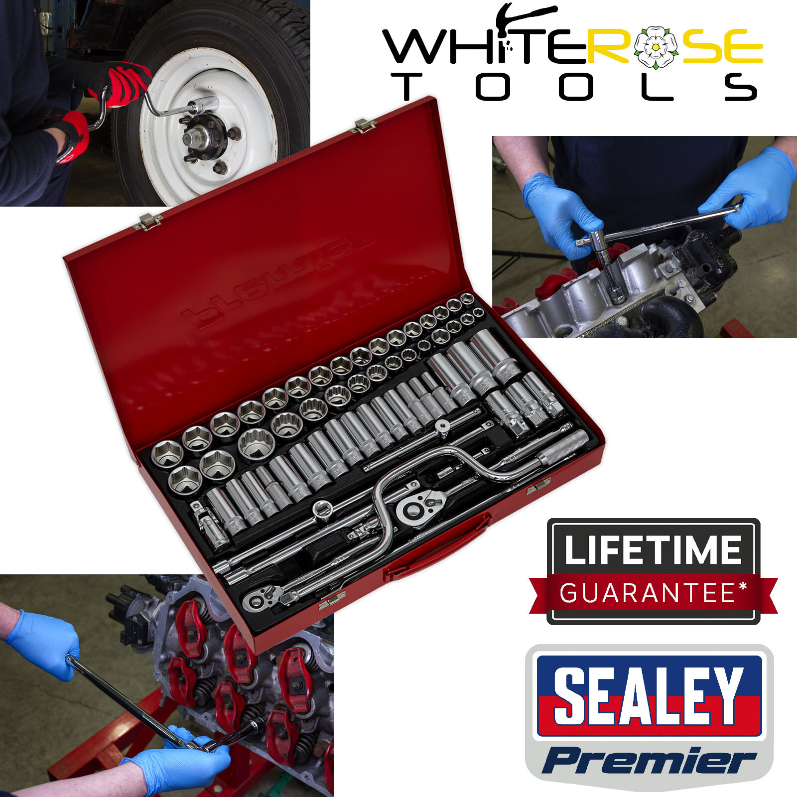 Sealey Socket Set 3/8″ & 1/2″ Drive Wrench WallDrive Premier DuoMetric 64pc