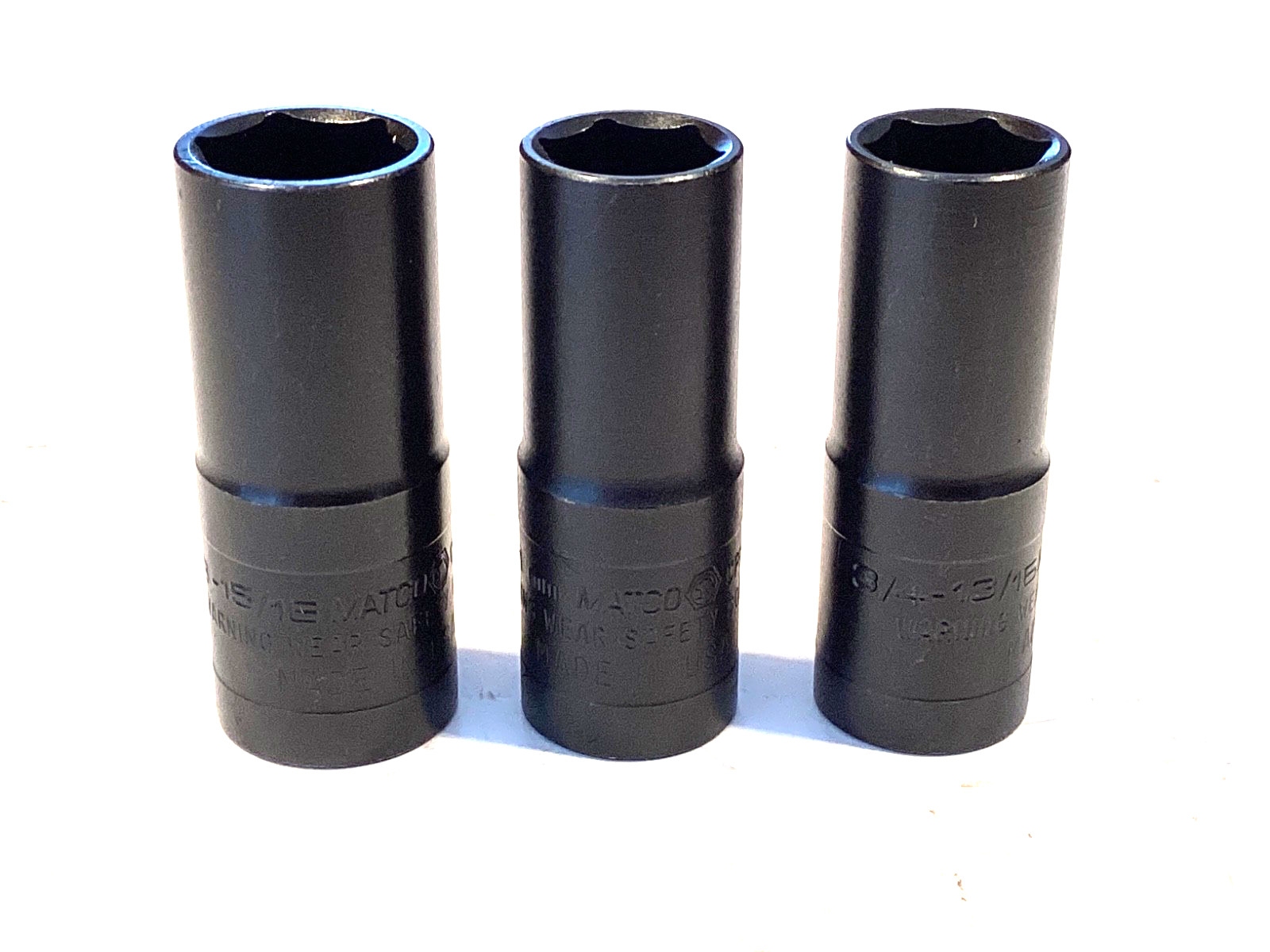 Matco Tools SCPT36PTB NEW 3 Piece 1/2” Drive 6Pt THIN WALL Flip Socket Set USA