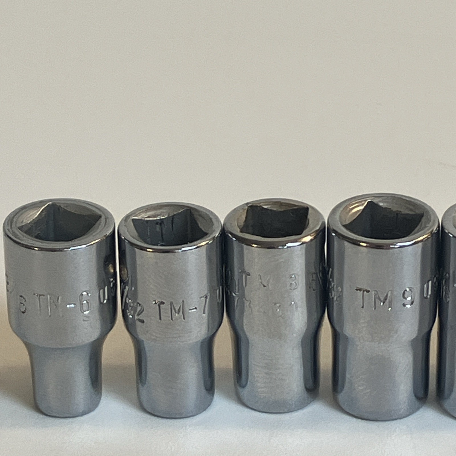 Snap On Tools 1/4″ Drive 9 Pc SAE Shallow 6 Pt Socket Lot TM6 – TM18 3/16″-9/16″