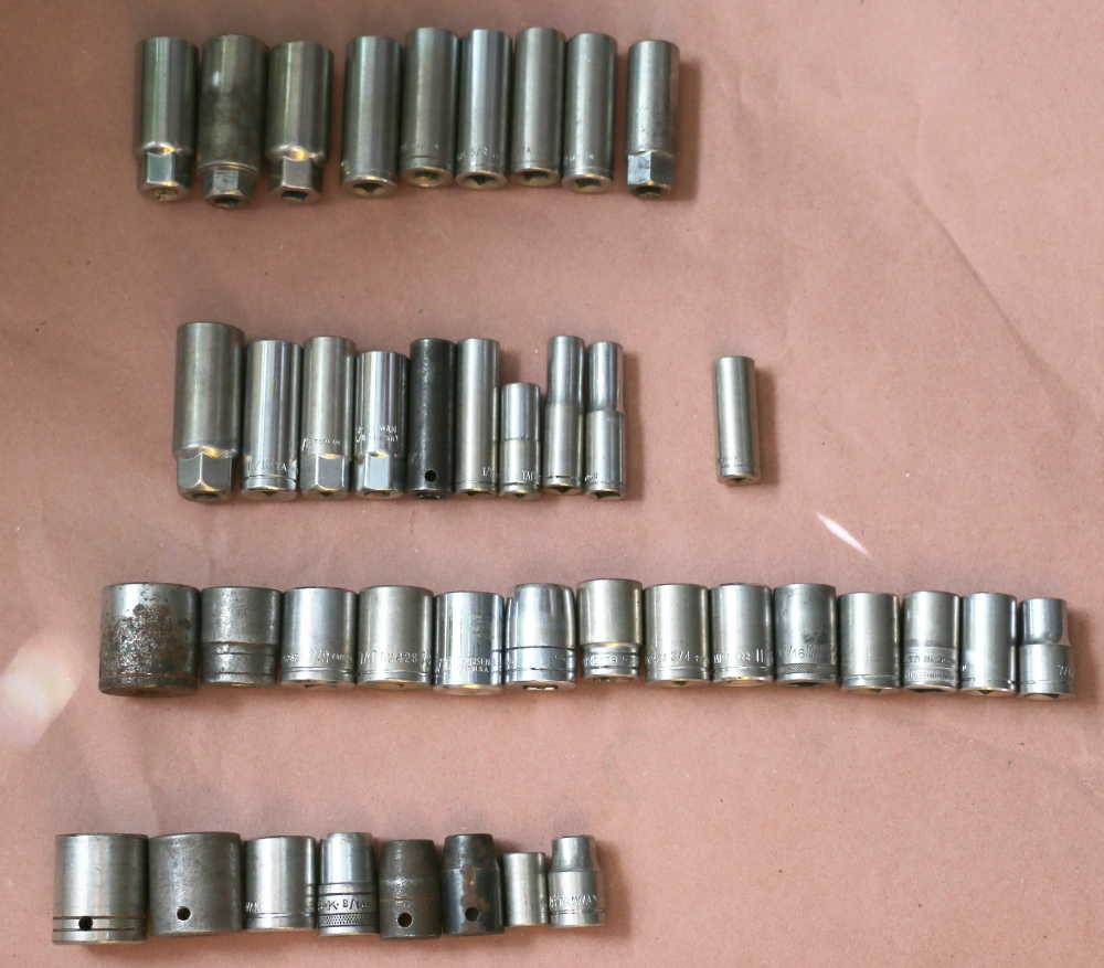 Lot Of 41 Sockets 1/4 & 3/8 & 1/2 Drive & Chrome Short & Deep 6pt & 12pt Mix