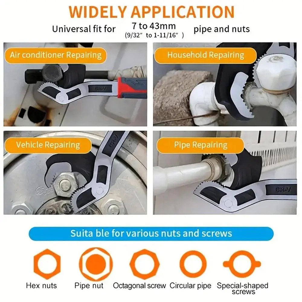 Multifunctional Self Locking Pipe Wrench Universal Car Bike Plumbing Repair Tool