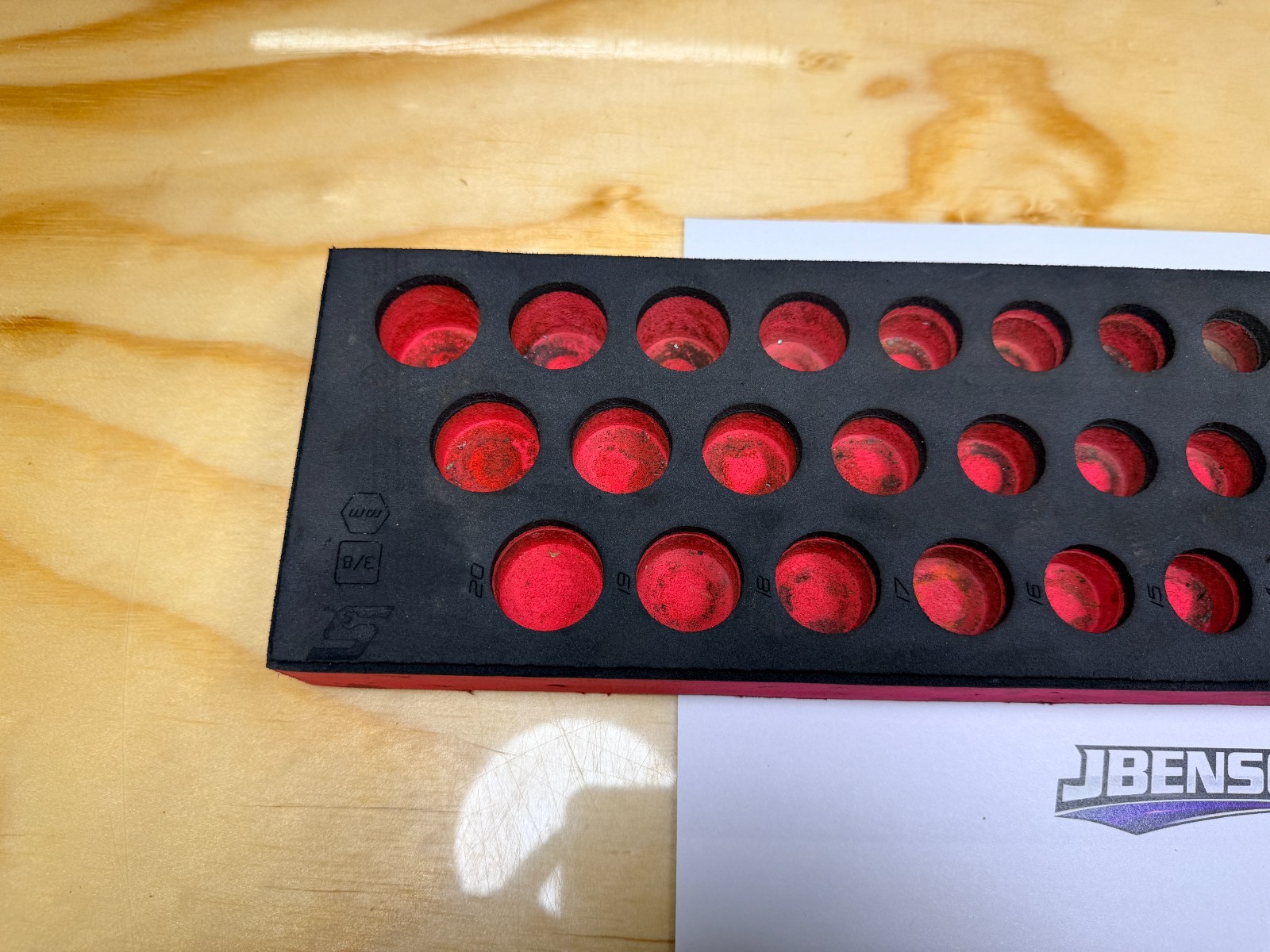Snap-on Tools USED RED FOAM Tray for 45pc 3/8″ Drive Metric Socket Set FMS003BR