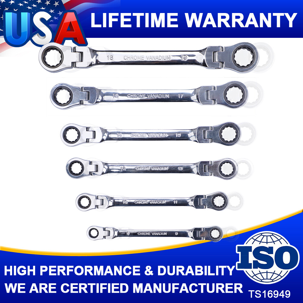 SAE Metric Ratcheting Combination Wrench Set Extra Long Metric Stubby Universal
