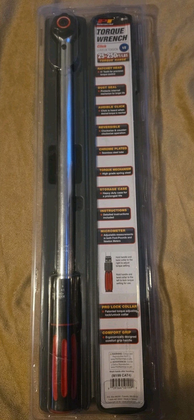 1/2″ Drive Click Type Torque Wrench 25 to 250 Ft. lbs. 41 Tooth Ratchet