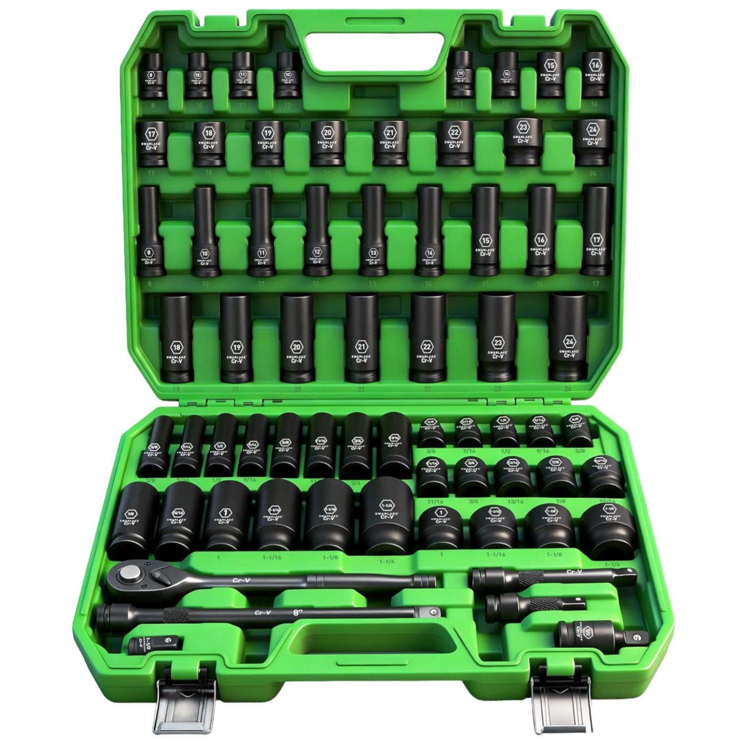 SWANLAKE 1/2″ Drive Impact Socket Set, 66-Piece St