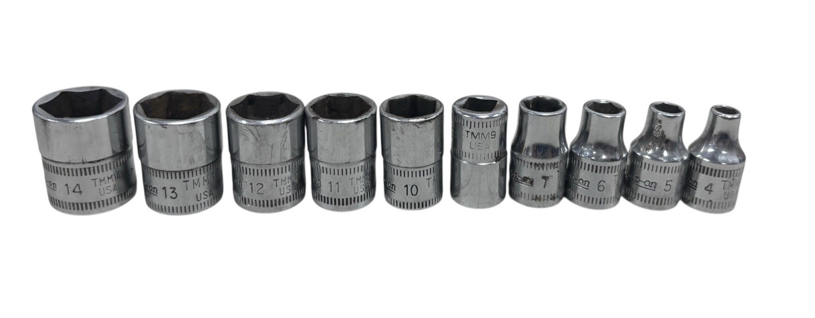 Snap On Shallow Socket Set – Chrome, TMM4-TMM14 (Missing TMM7)