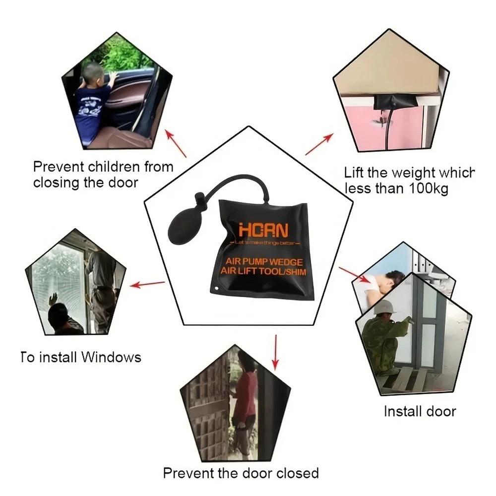 Air Pump Wedge Inflatable Airbag Car Door Window Alignment Installation Tool