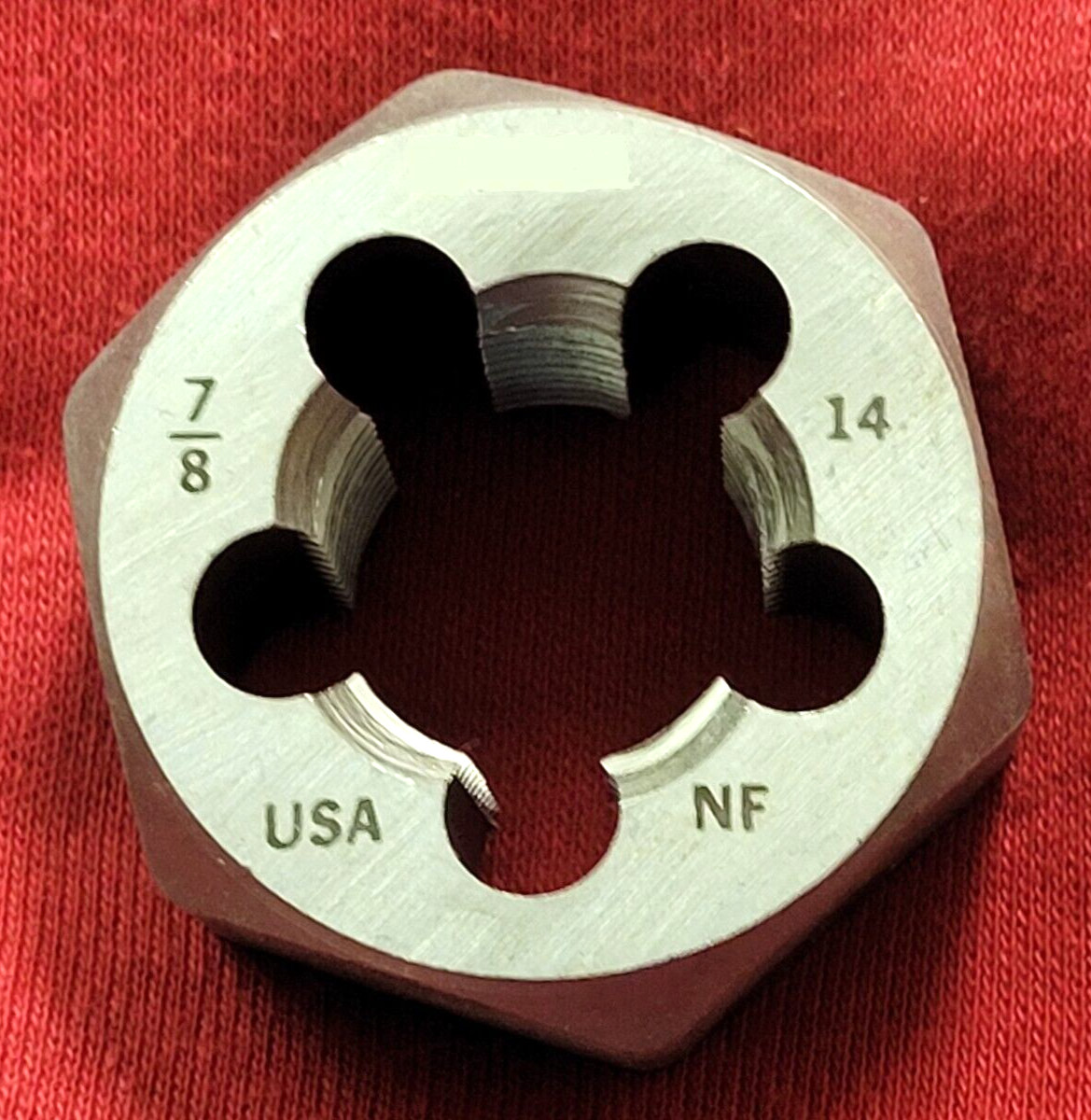 7/8-14 NF x 1-5/8″ Hex Die 7263 Irwin Hanson CS RH Carbon Steel Rethreading