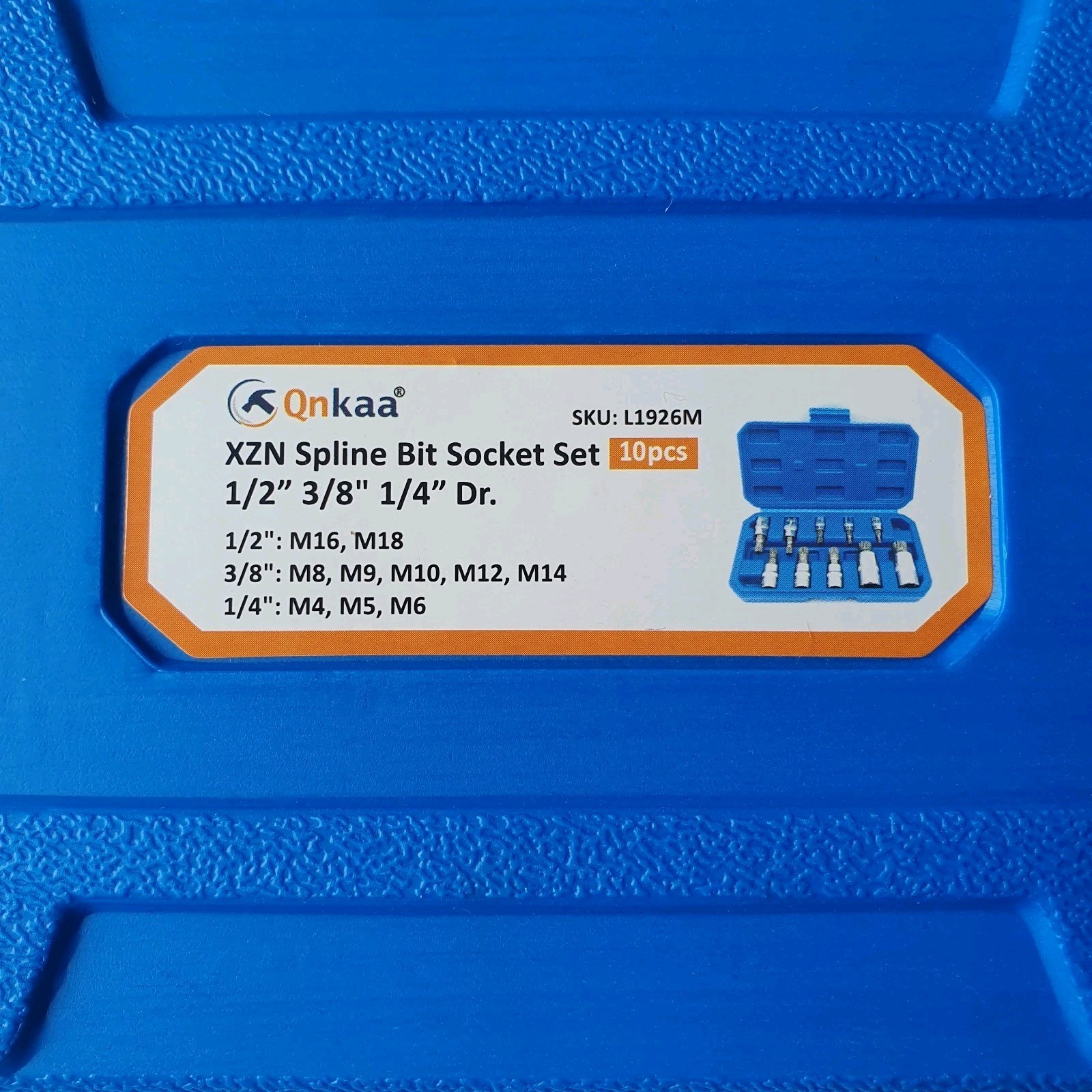 Qnkaa XZN Spline Bit Socket Set 12 Point 10pcs 1/2″ 3/8″ 1/4″ Drive