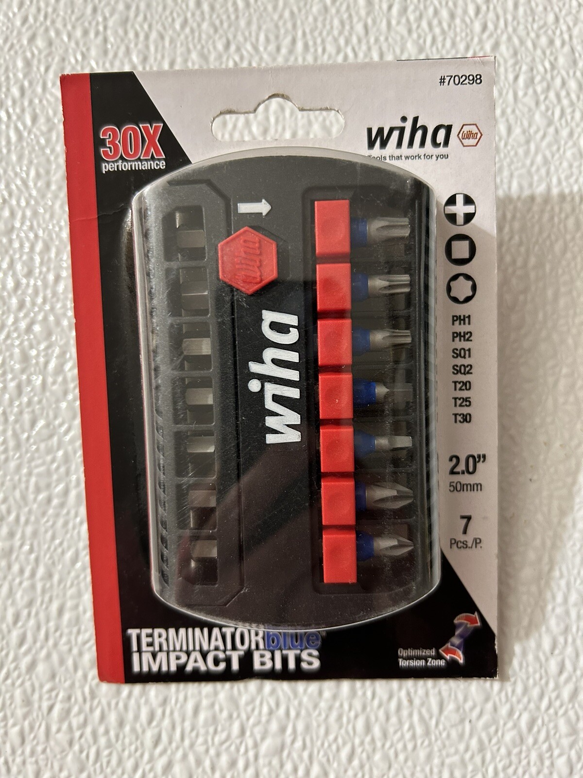 Two (2) WIHA 7 Piece Terminator Blue Impact Bit Sets ~ 2 Inch ~ 70298
