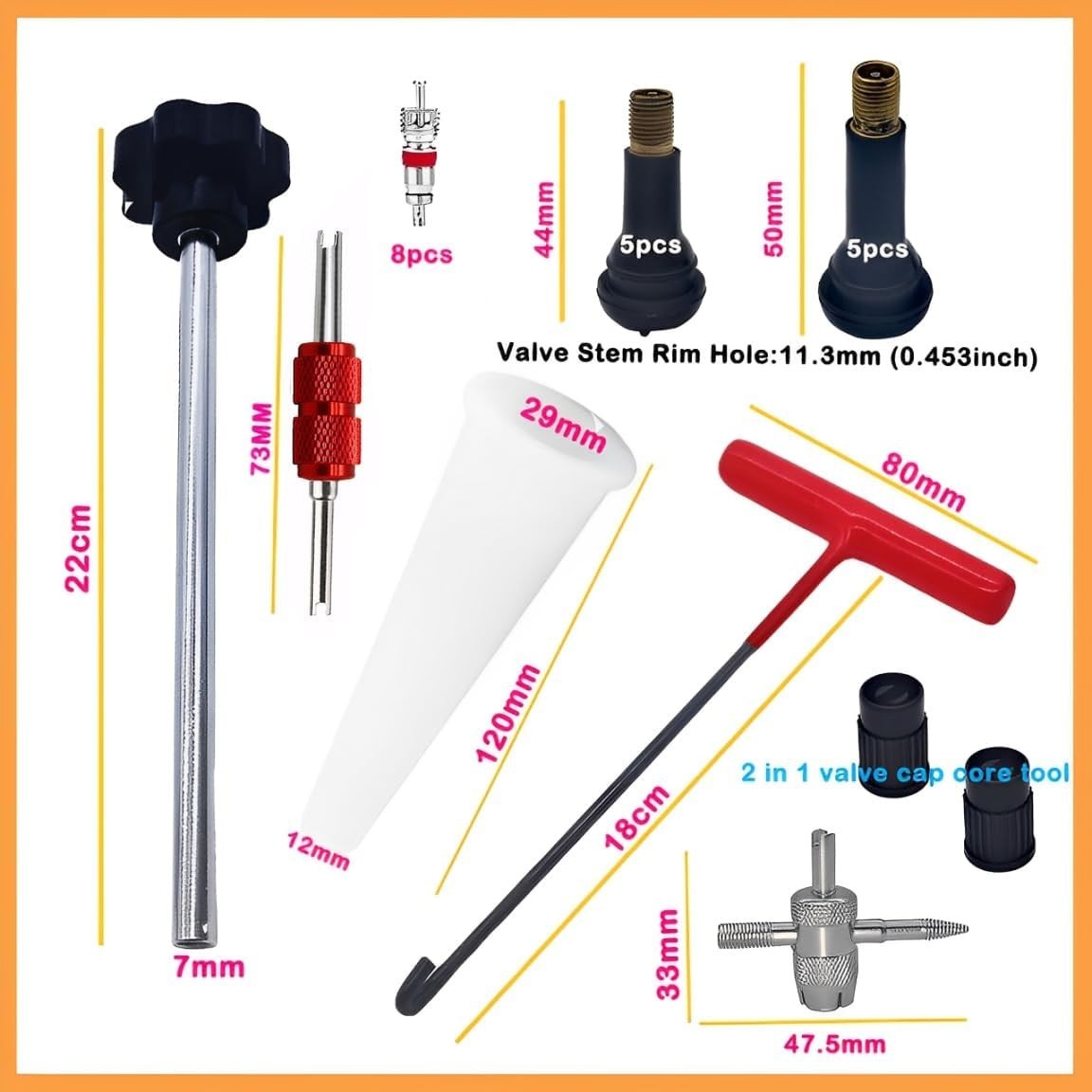 Valve Stem & Core Removal Replacement Tool Kit,Tire Valve Stem Installation Tool