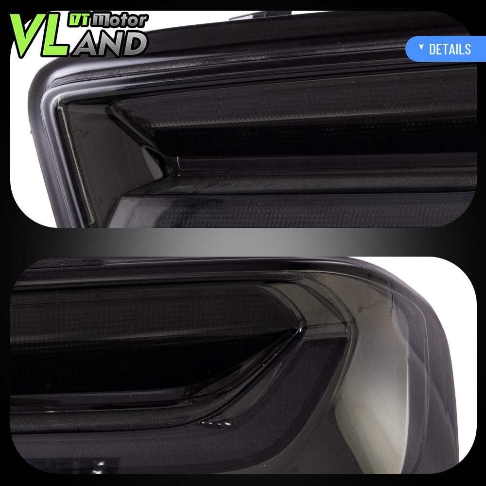 Set VLAND LED Tail Lights For Chevy Camaro 2016-2018 DRL FULL Smoked Sequential