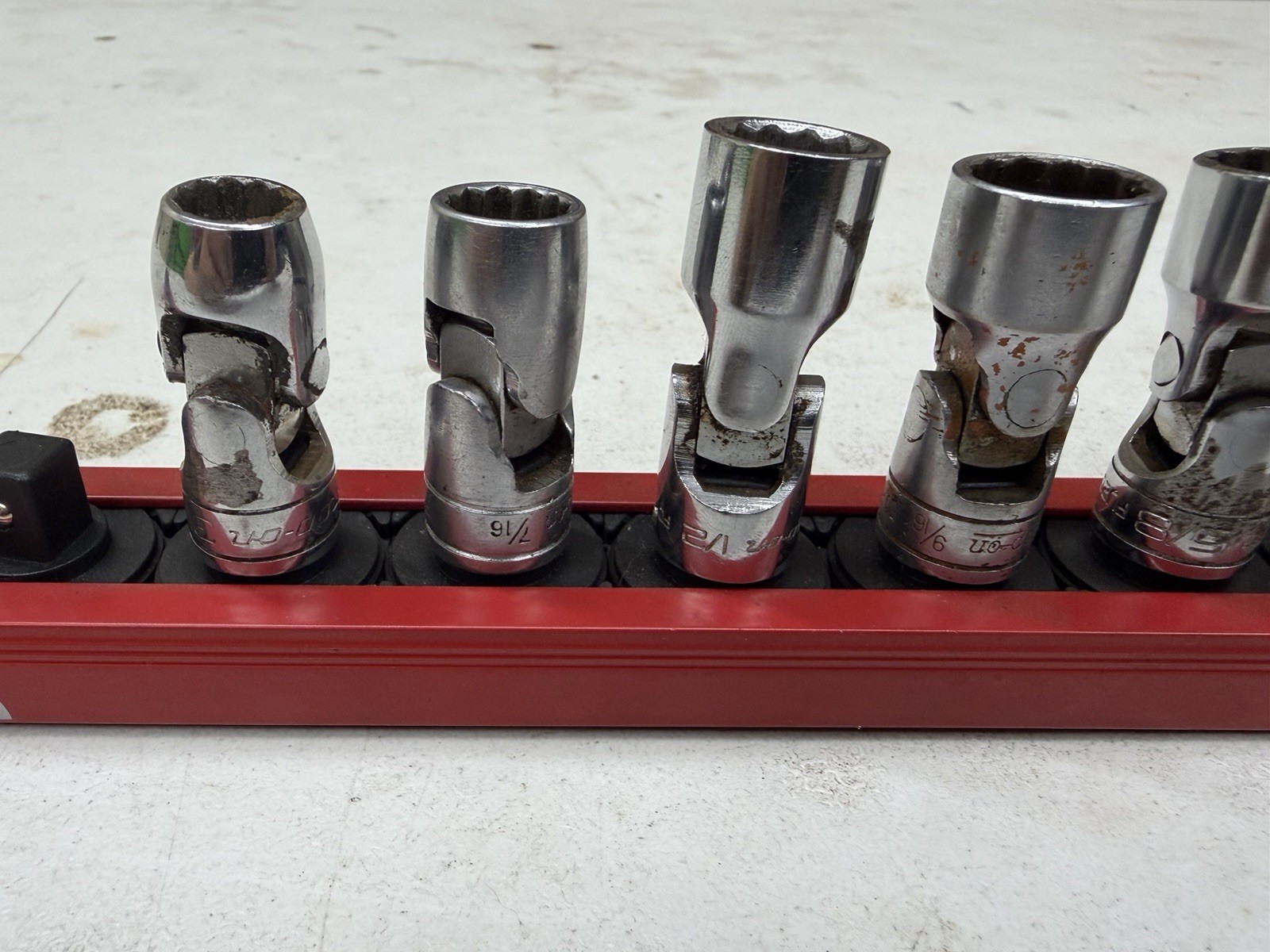 Snap On 7pc 3/8” Drive SAE Shallow Swivel Socket 12 Point 3/8-3/4