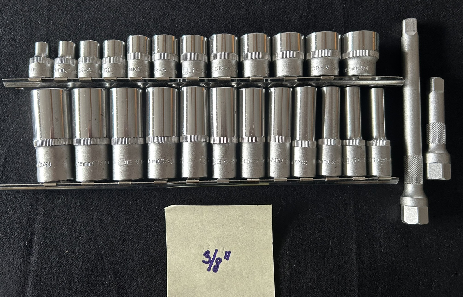 79 Pc Socket/Ext Lot Rails Chrome Vanadium CR-V 1/2” 3/8” & 1/4”Drive SAE Metric
