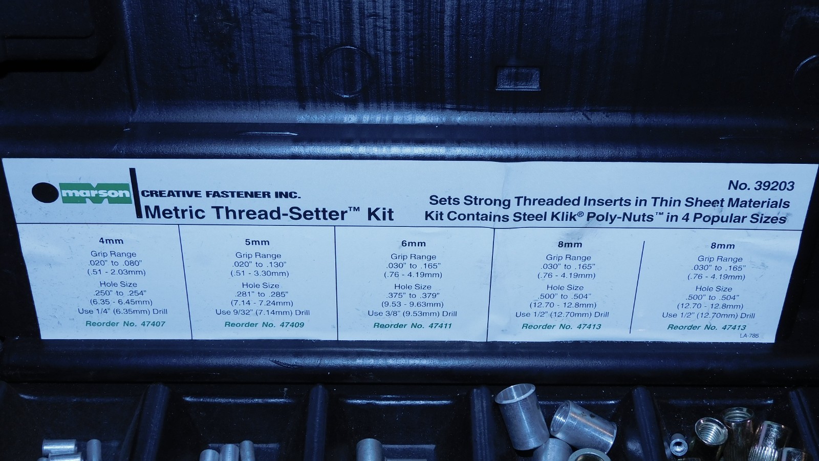 Metric Thread-Setter Kit #39203, Marson Corporation. Used & Beautiful Condition.