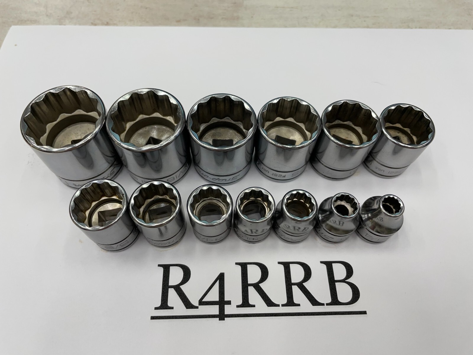 Snap-on Tools NEW 13pc 3/8″ Drive SAE Shallow 12 Point Chrome Socket BONUS Set
