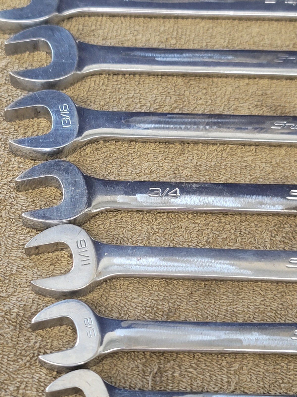 Snap on OEX Combination Wrench Set Sae 1″ 7/8 13/16 3/4 11/16 5/8 9/16 1/2 3/8