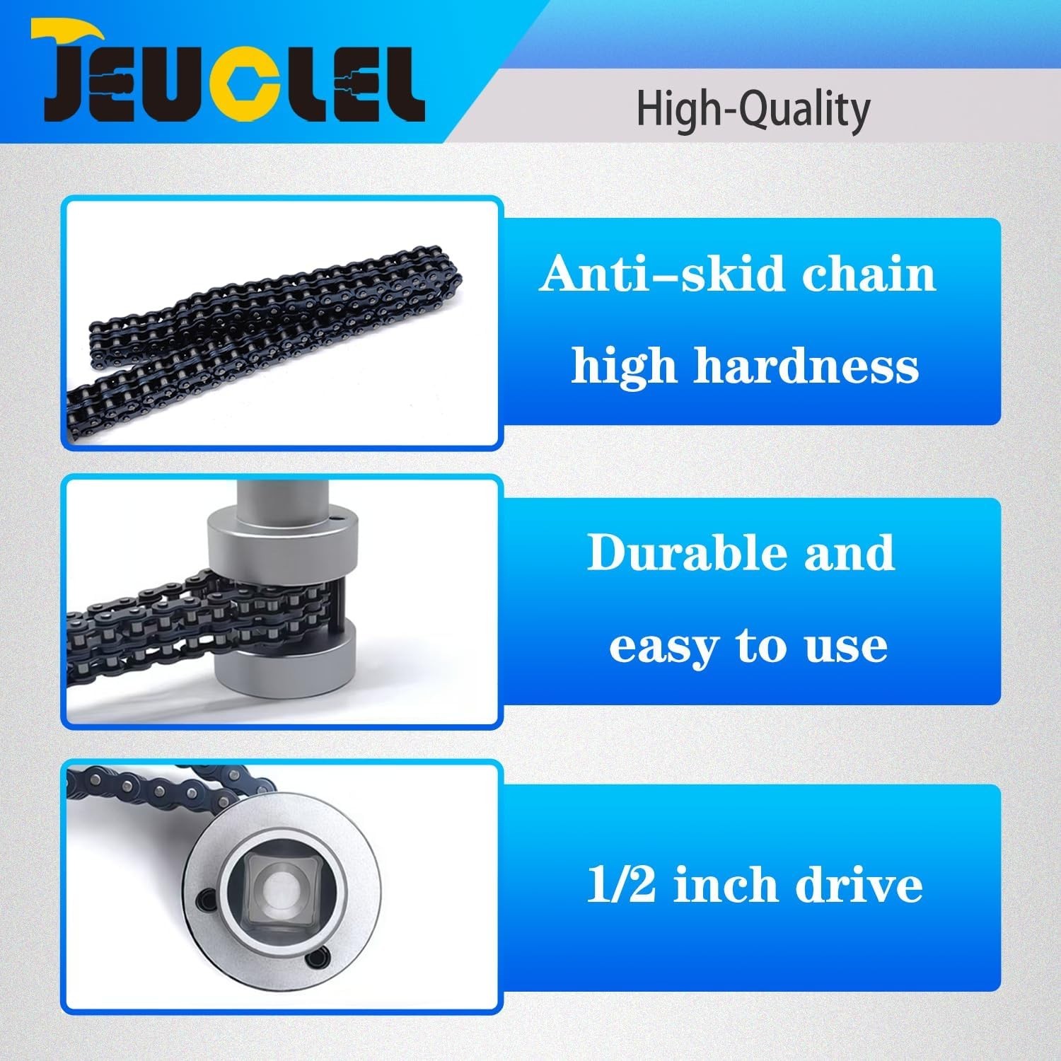Oil Filter Chain Wrench 73-169.5mm 1/2 Inch Drive Fits Most Vehicles Auto Repair