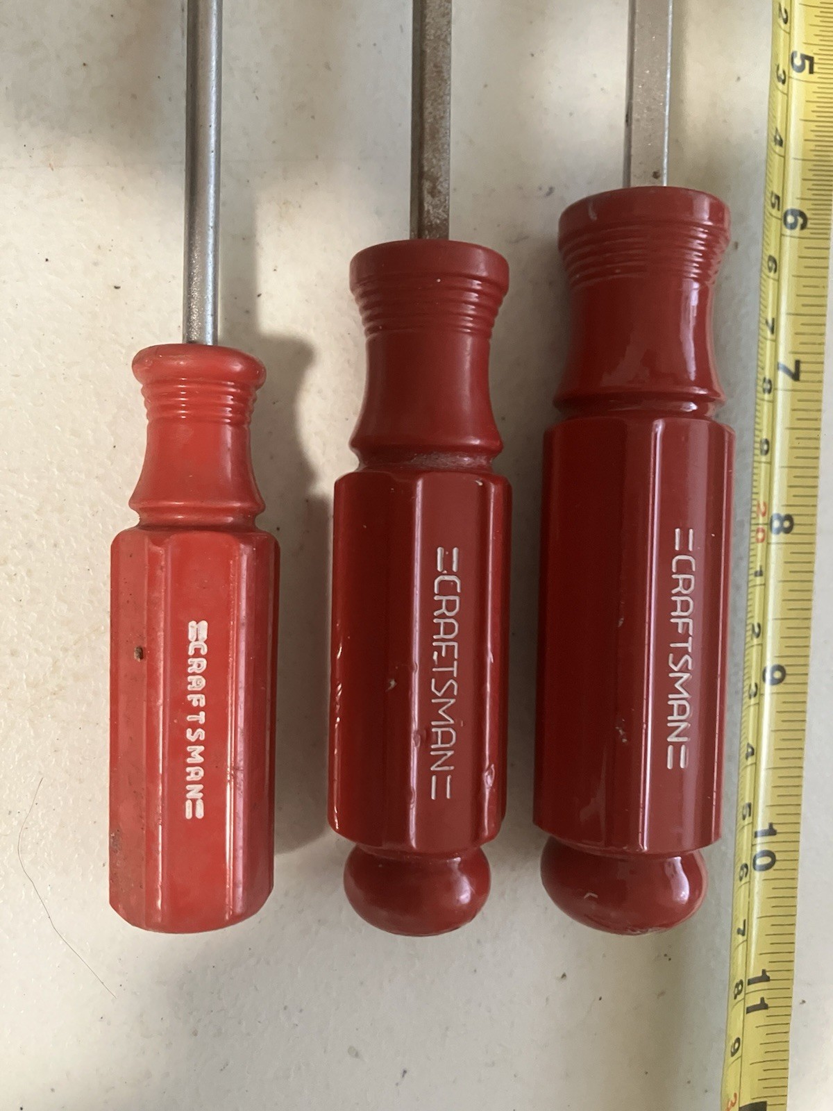 Vintage Craftsman 3 pc Phillips & Flat head Screwdrivers Solid Red Lot 41053 F