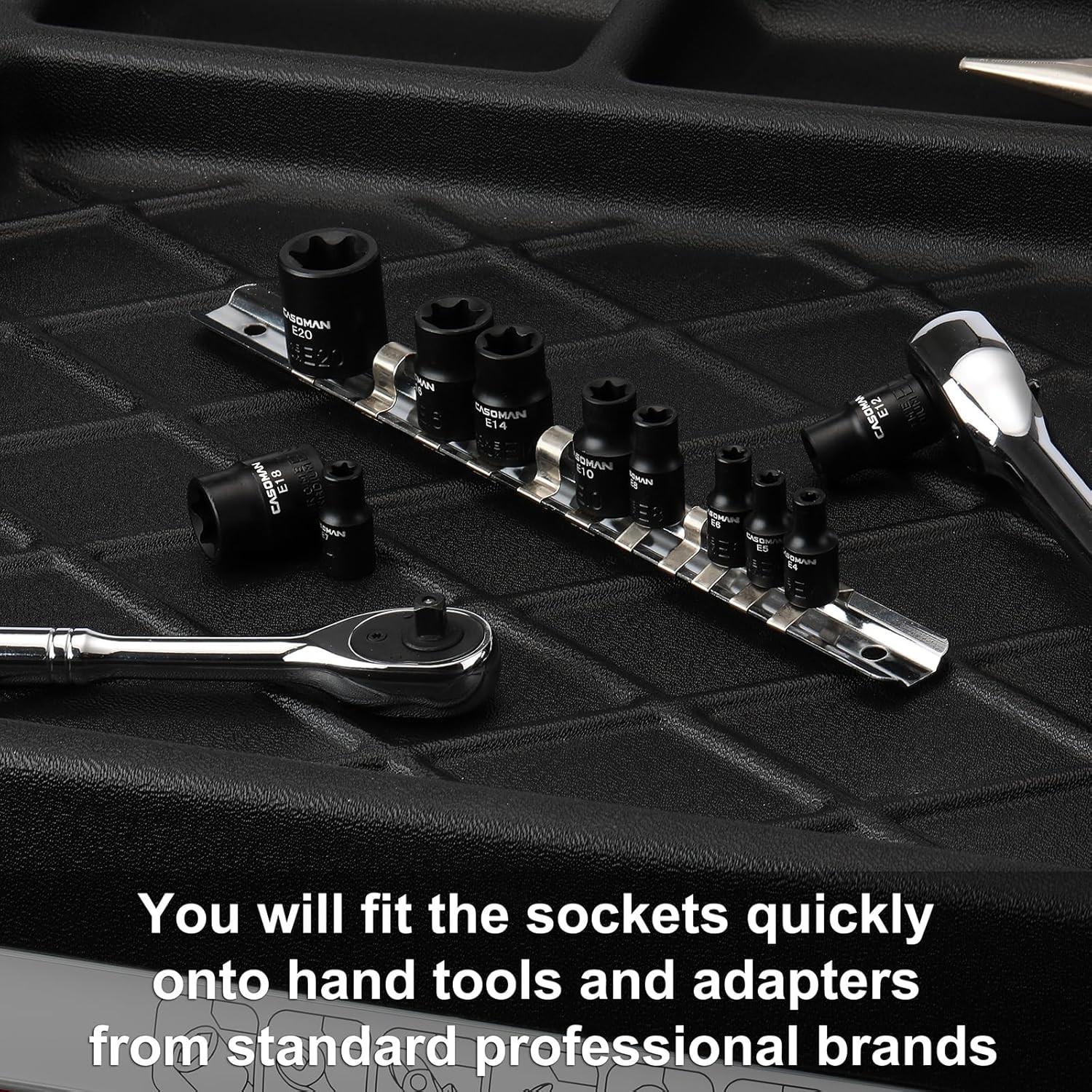 Durable 11PCS E-Torx Socket Set with Rail – High-Visibility & Heat-Treated Steel