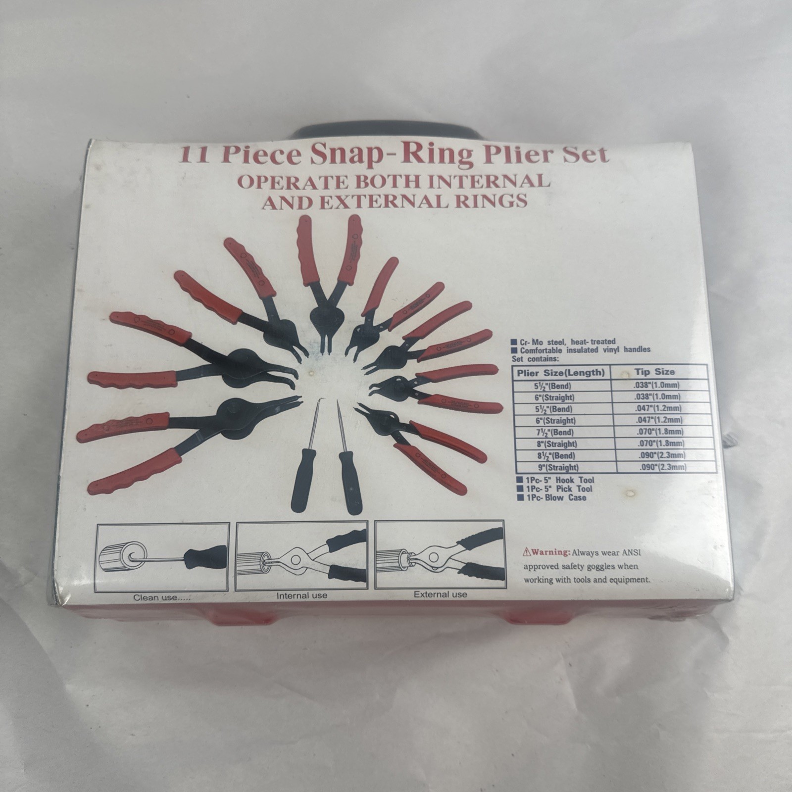 Pittsburg 11 Piece Snap-ring Pliers Set P-2756 Internal & External NEW