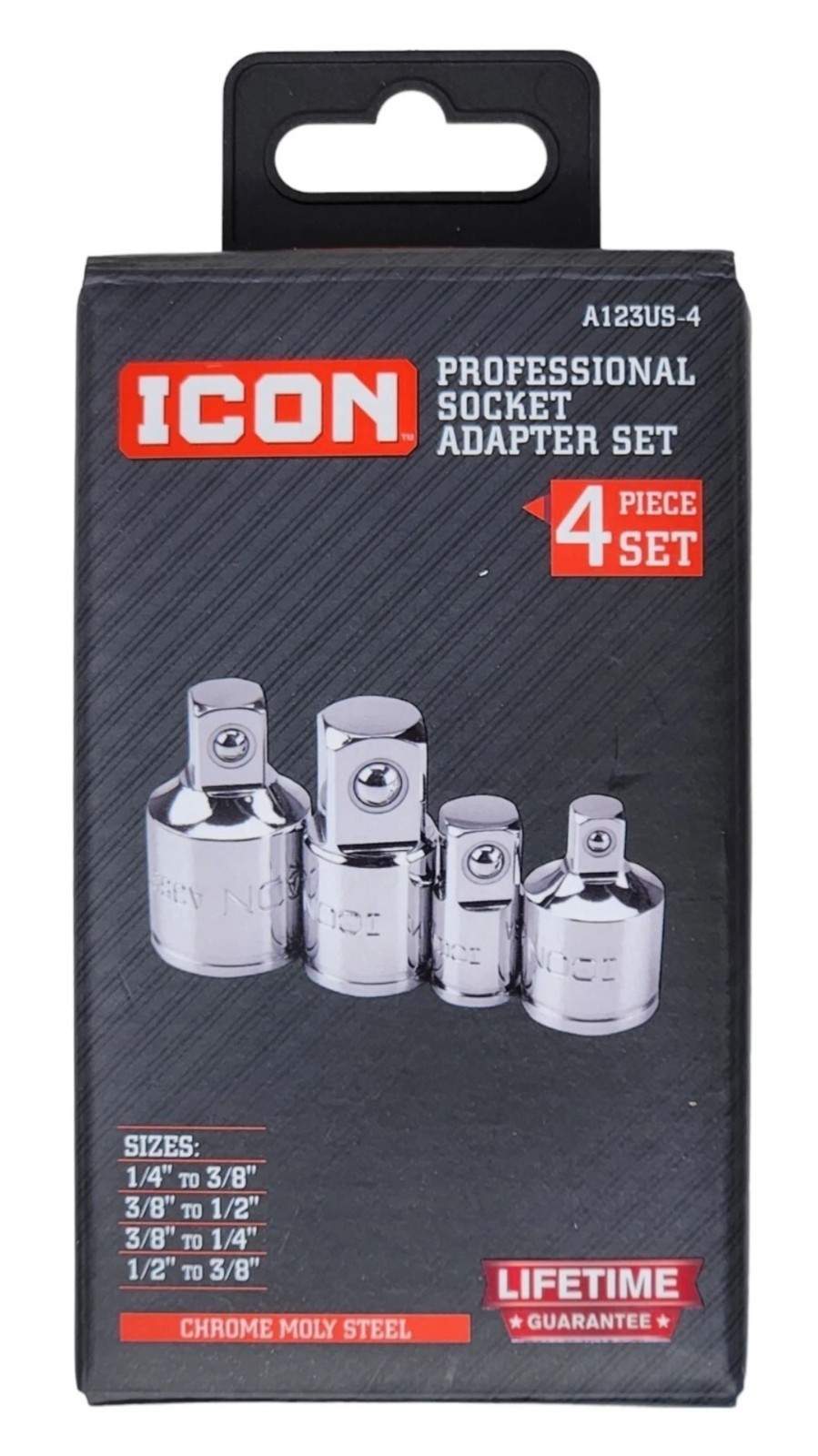 Icon Professional Socket Adapter Set 4-Piece Chrome Moly Steel