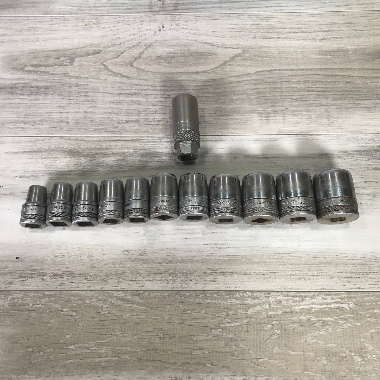 USA SK WAYNE SOCKET SET 14 PIECE 1/2 IN DRIVE 12 POINT & 6 POINT KNURLED SOCKET