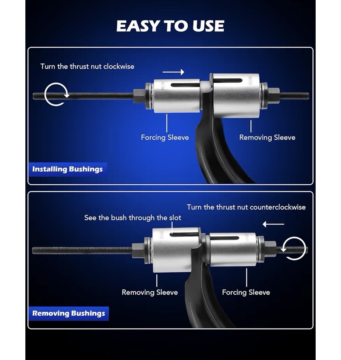 Bushing Press Kit, 21 pc Pull and Press Sleeve Kit for Most LCV HGV Engine Cars