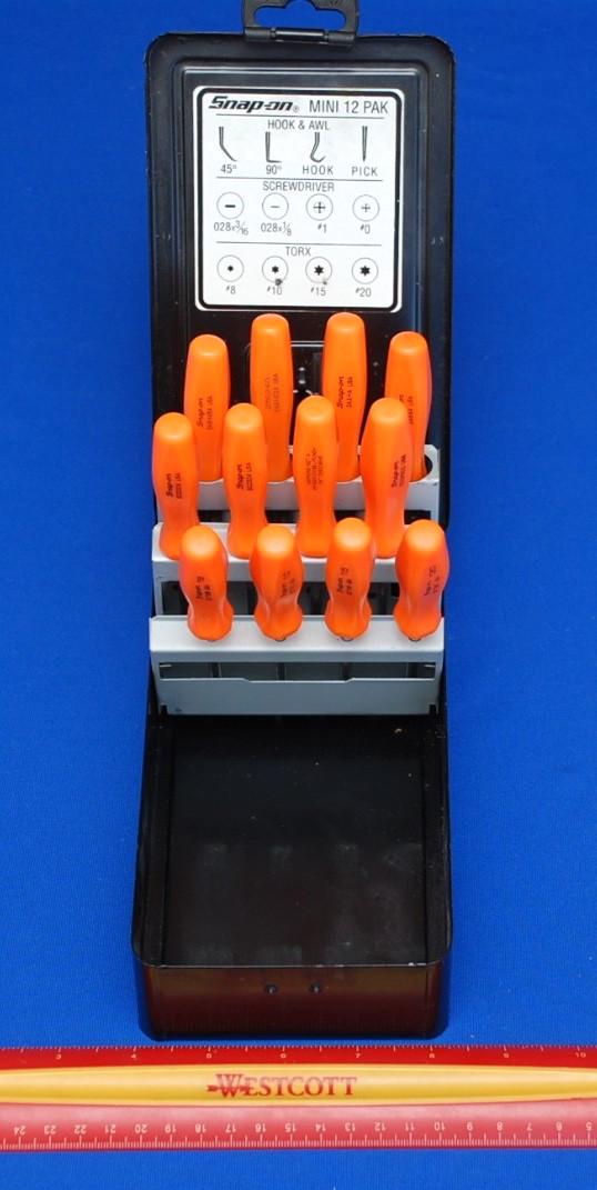 Snap-on 12 Piece Orange Hard Grip Screwdriver, TORX, Hook & Awl Set MINI12PAKO