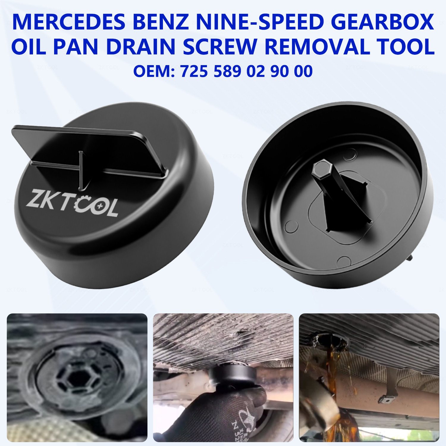 Metal oil change and filler tool for Mercedes Benz 725.0 9-speed Transmission