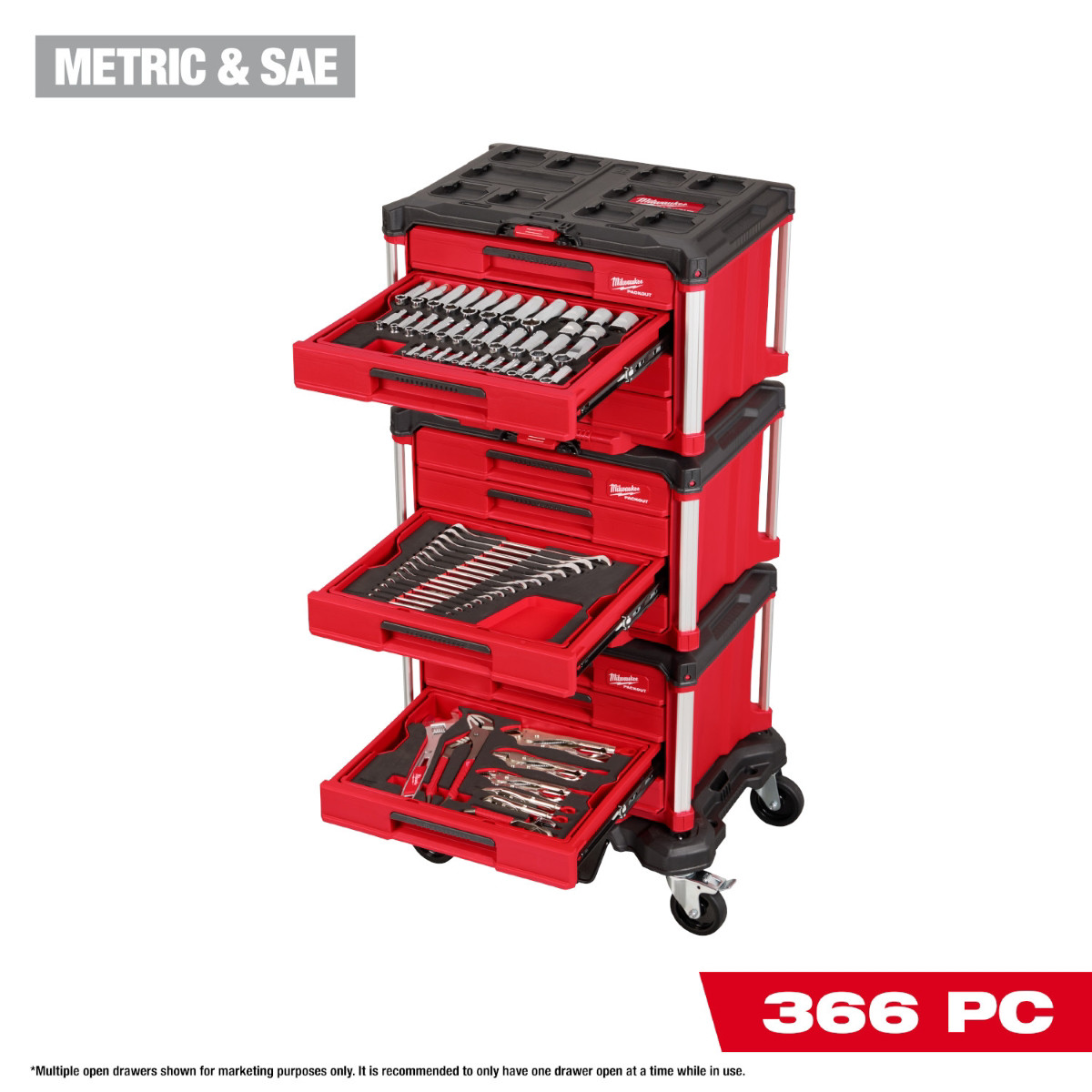 Milwaukee Tool 366 Piece Master Mechanics Hand Tool Set with PACKOUT Drawers and