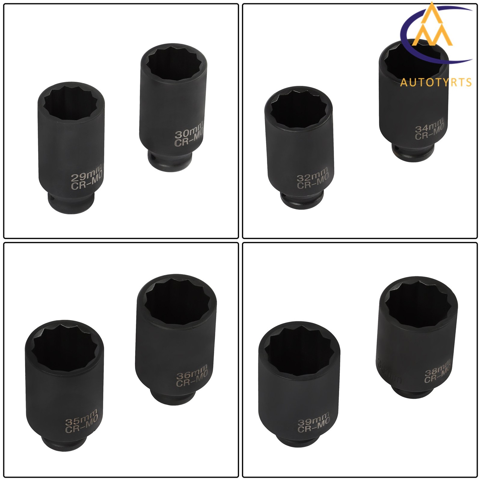 8PCS 1/2″ Drive Deep Spindle Axle Nut Impact Socket Set 12 Point 29-39mm