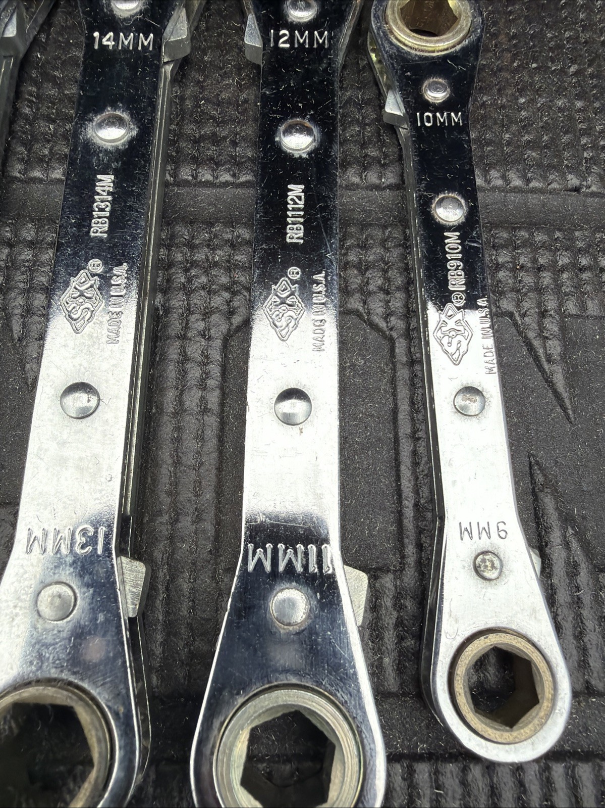 Rare SK Professional Tools USA Nos 4PC Metric Box End Ratcheting Wrench Set 340M