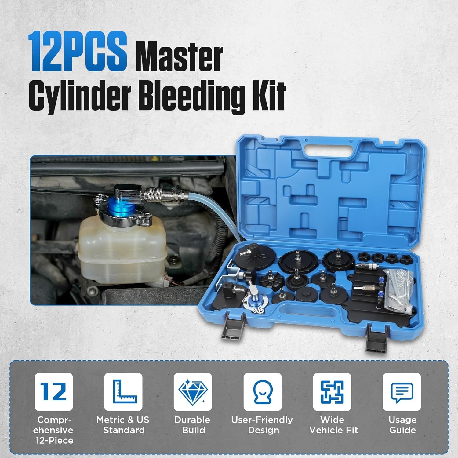 Brake Master Cylinder Bleeder Kit 12 pcs Compatible for Most Vehicles