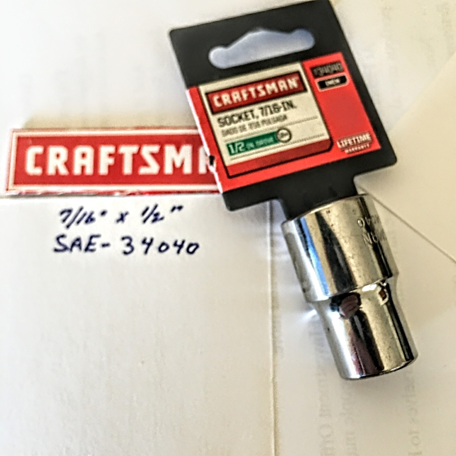Craftsman 7/16″ x 1/2″ Dr Socket – S-AE 34040 – 12 Point Free USA Shipping