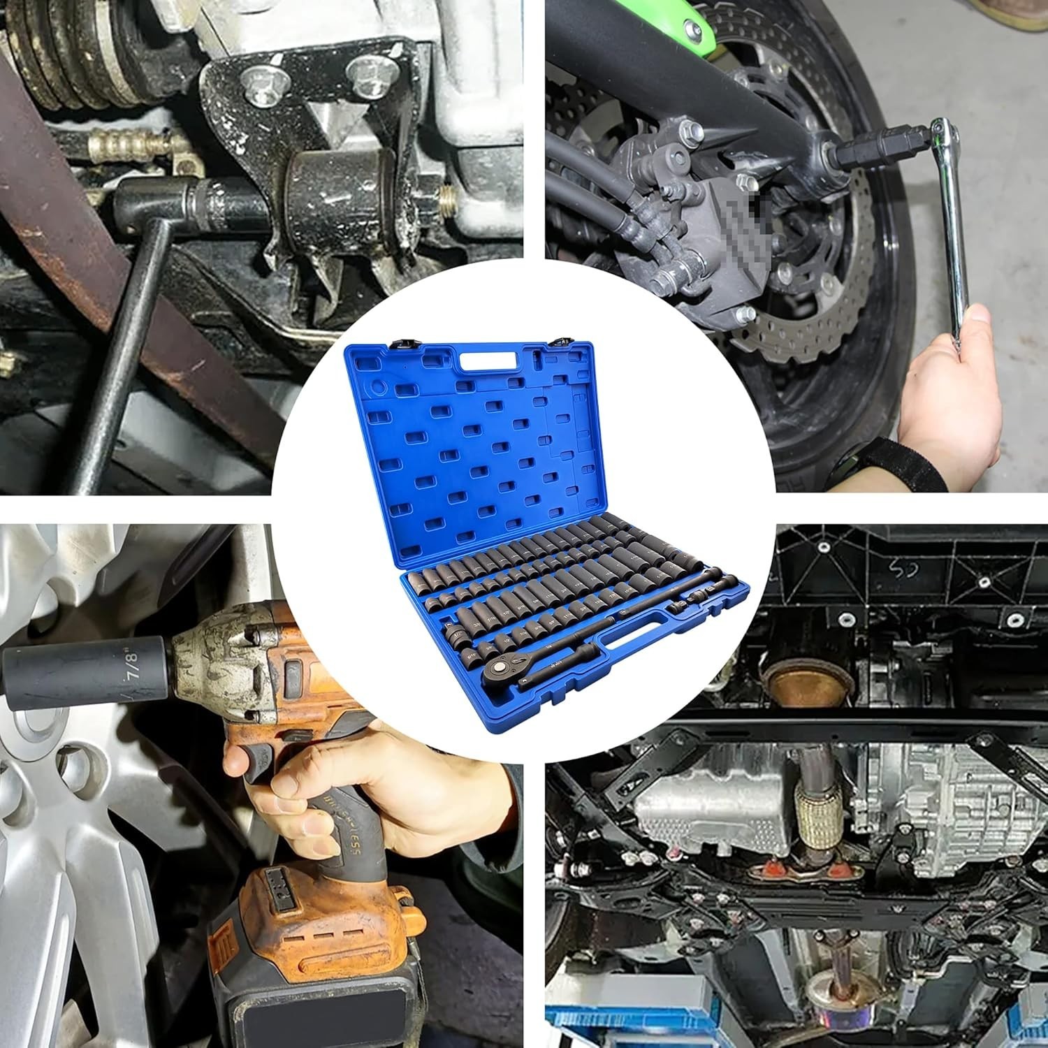 70pcs 1/2″ Drive Impact Socket Set, Cr-V Steel, SAE & Metric, Standard/Deep S…