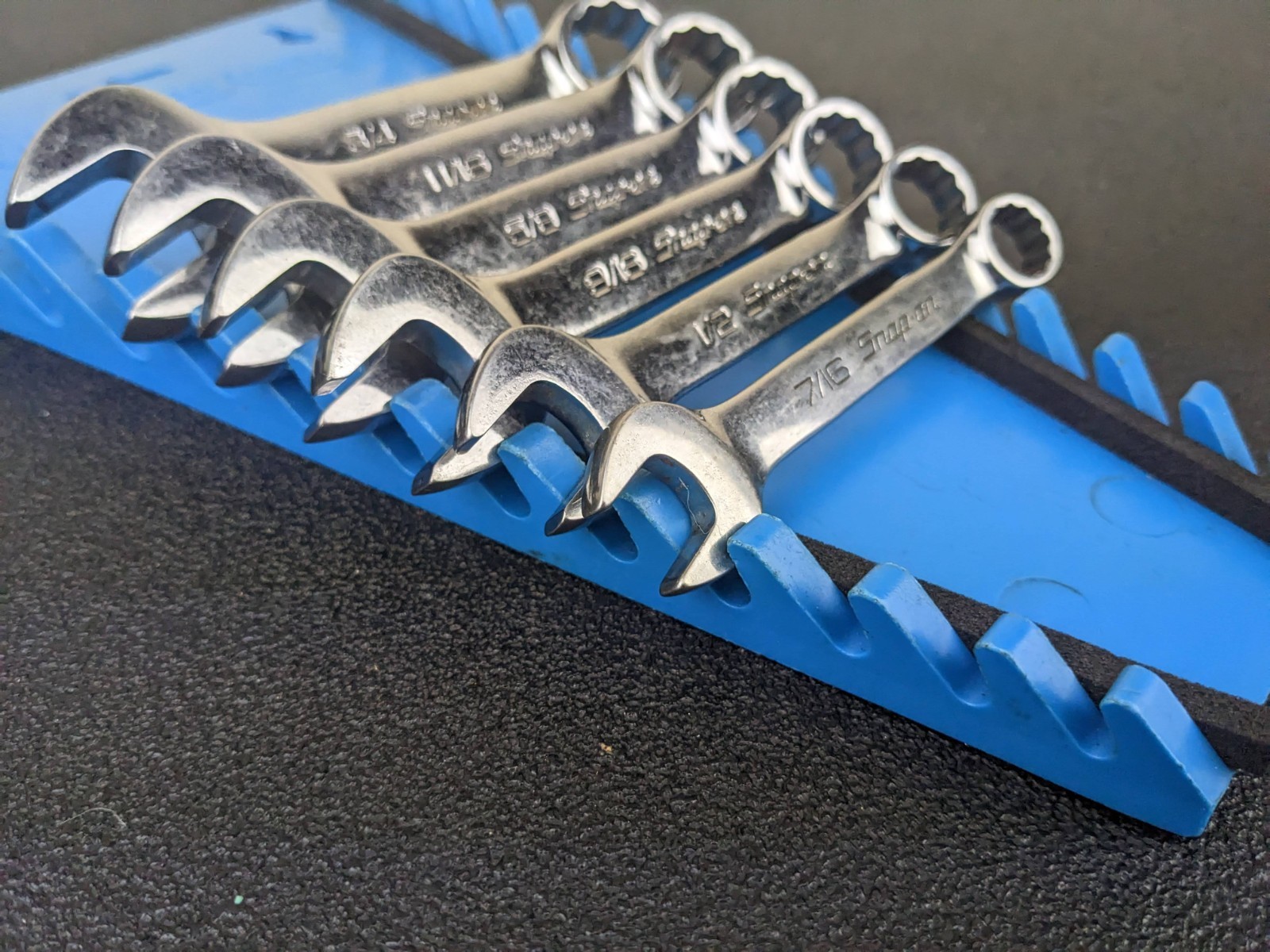 #bn457 Snap-On 12 Pt 6 Piece 7/16″-3/4″ Midget Combination Wrench Set OXI706B