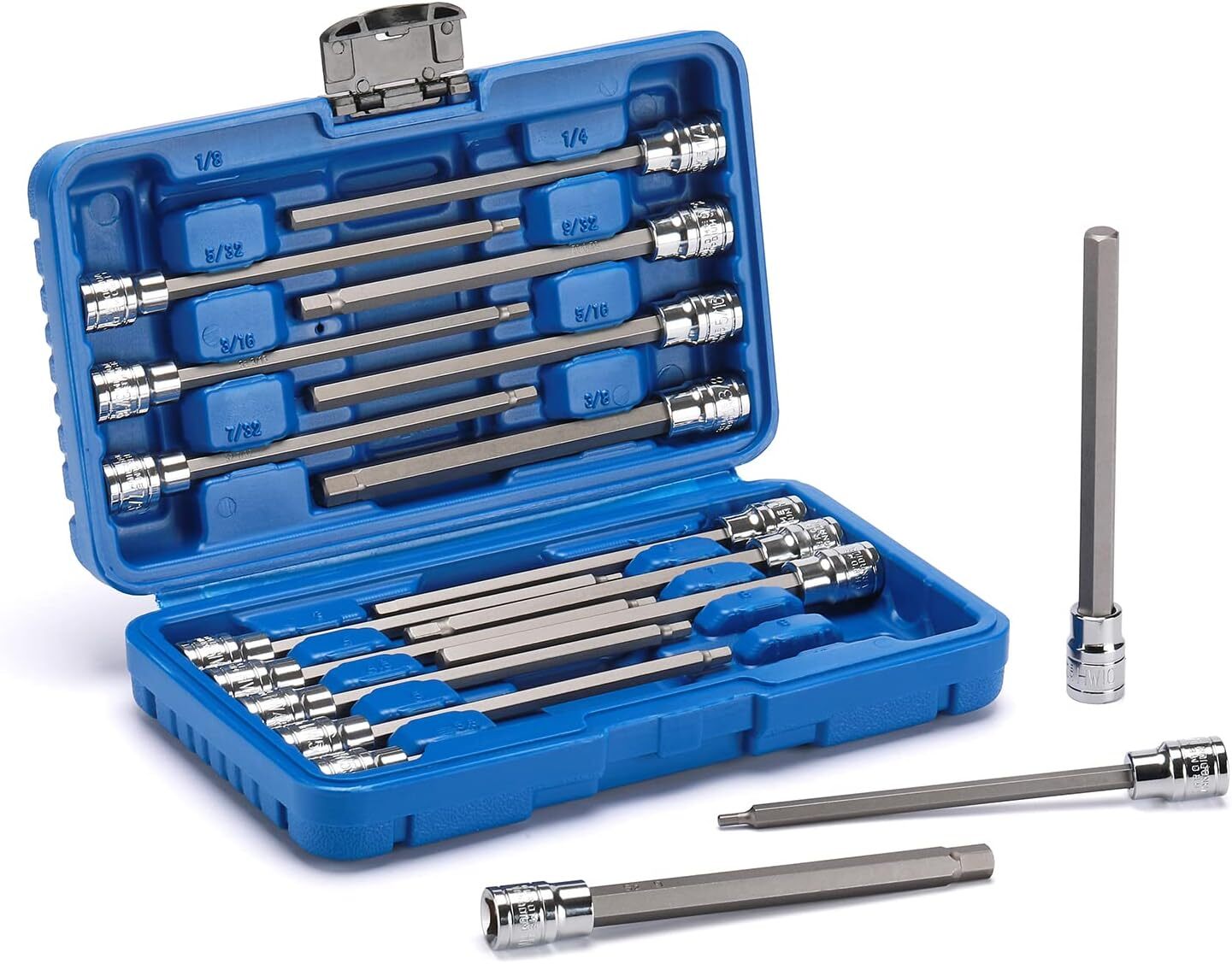 18piece 3/8 Inch Drive Extra Long Allen Hex Bit Socket Set Sae & Metric 1/83/8