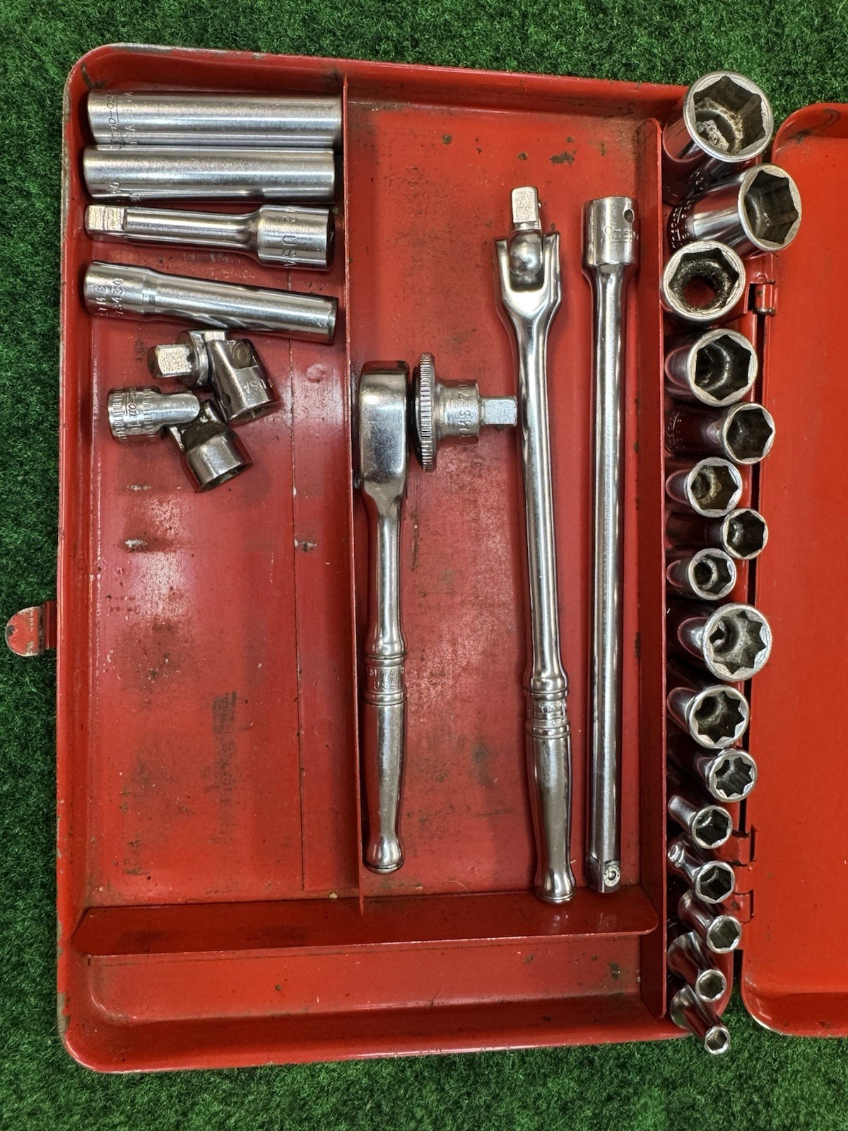 25 Piece Snap On Tools 1/4″ Drive Socket Set TM70B 15 Six Point 3 Eight Point