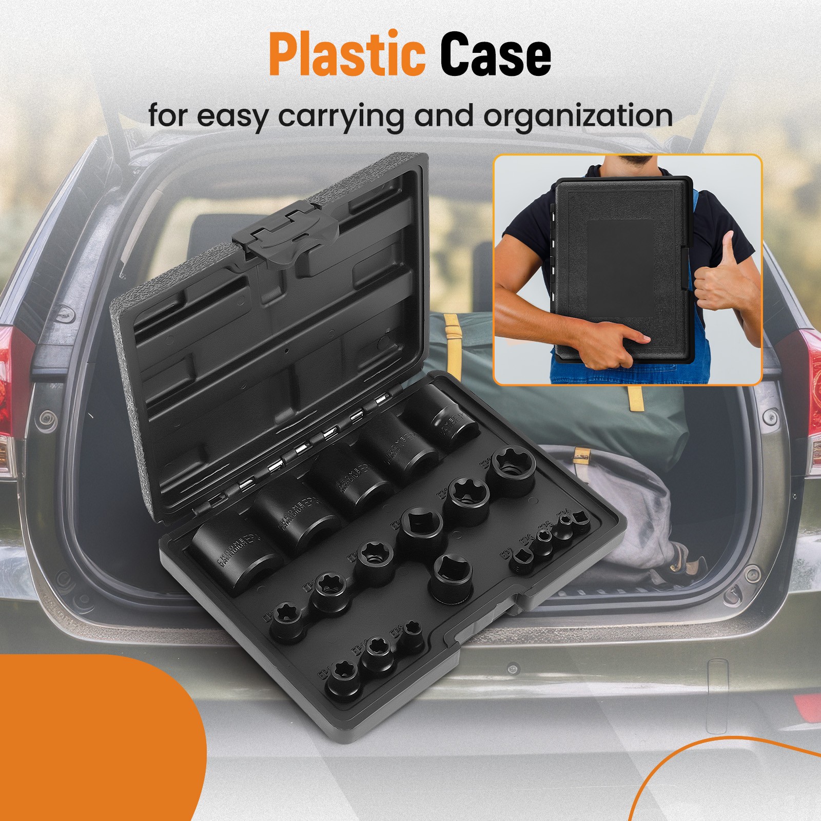 19pcs Black External Plus Socket Set EP4 EP5 EP6 EP7 EP8 EP10 EP11 EP12 EP14