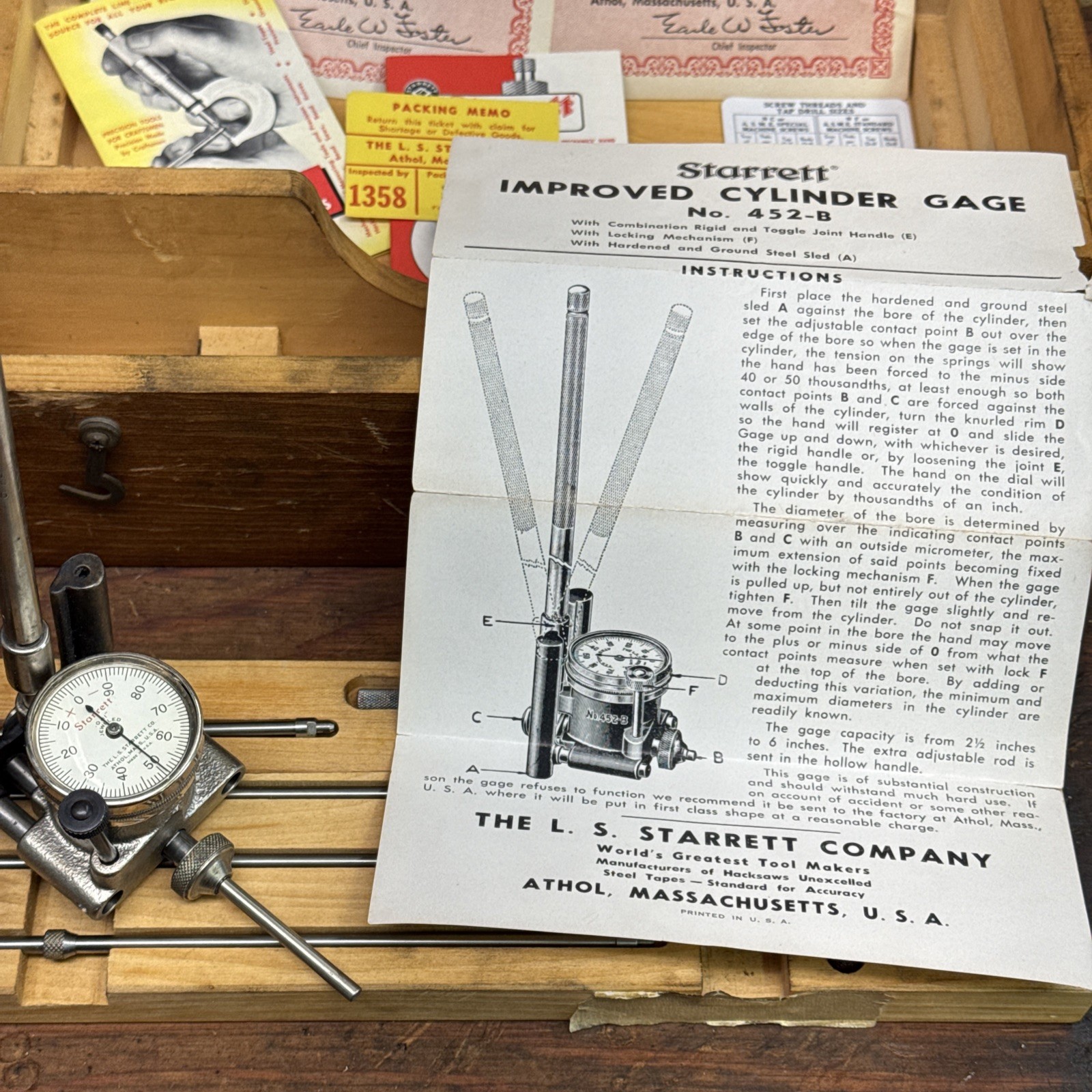 Starrett 916: Auto Service Set W/ Case, 224 & 124 Mics, 452 Bore, 172 Feeler