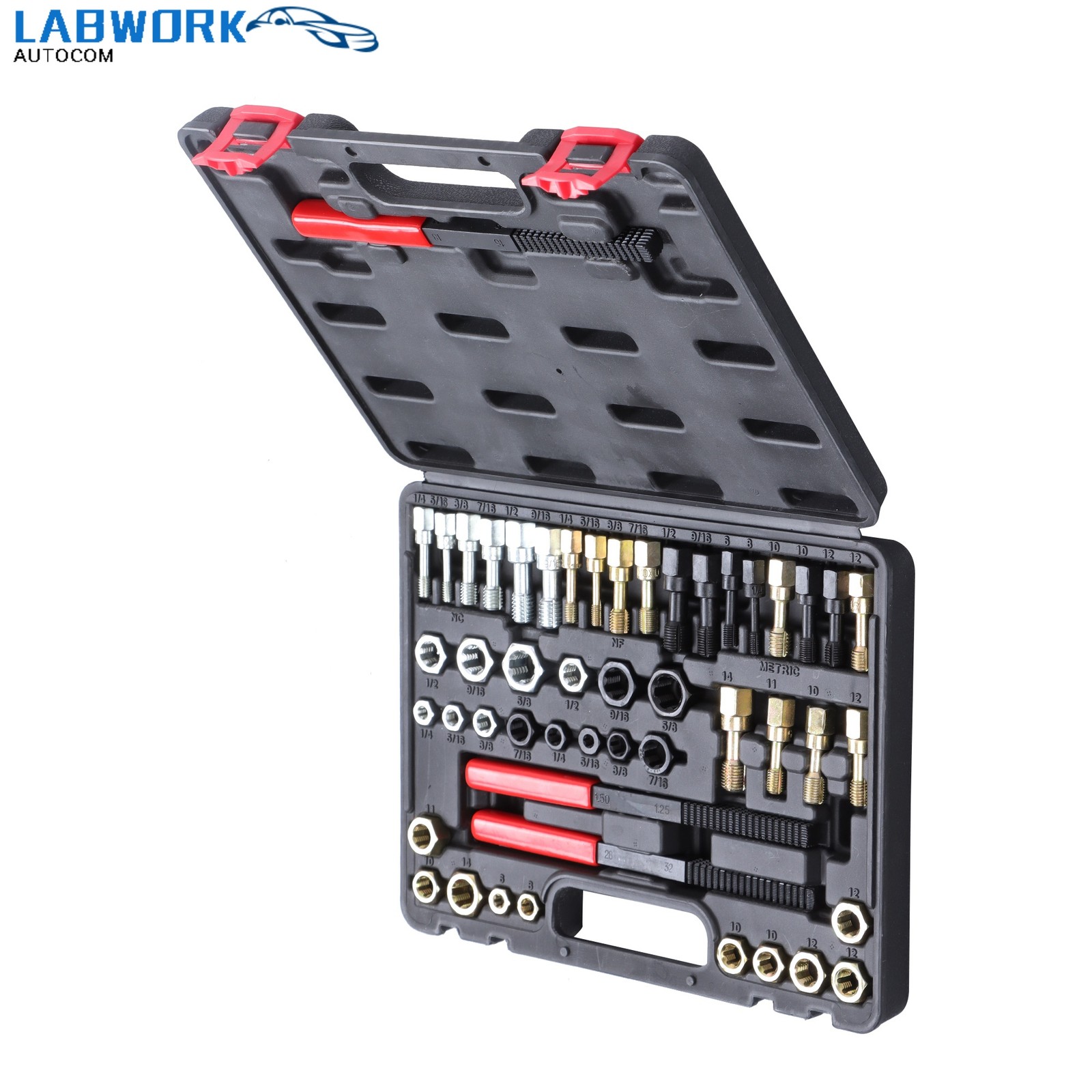 49 Piece SAE Metric Tap Set with Bolt Threading Tools Thread Chaser Kit